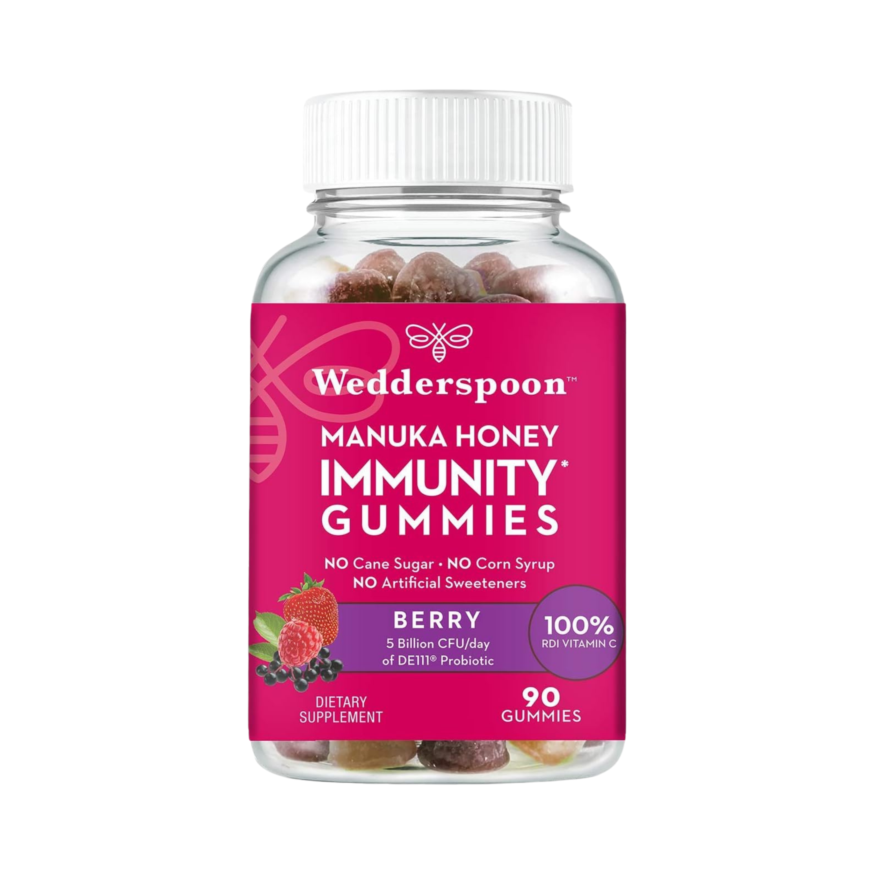 Wedderspoon, Manuka Honey Immunity Gummies Berry, 90 Chewables