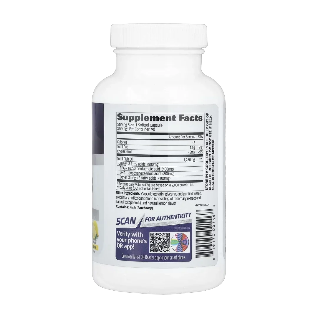GAT, Sport, Omega-3, Natural Lemon, 90 Softgels