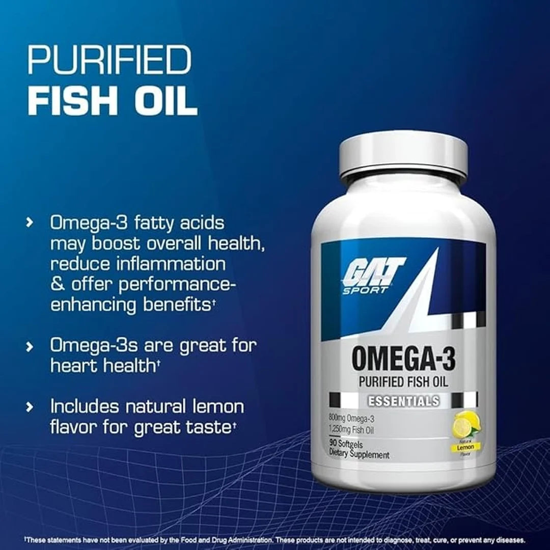 GAT, Sport, Omega-3, Natural Lemon, 90 Softgels