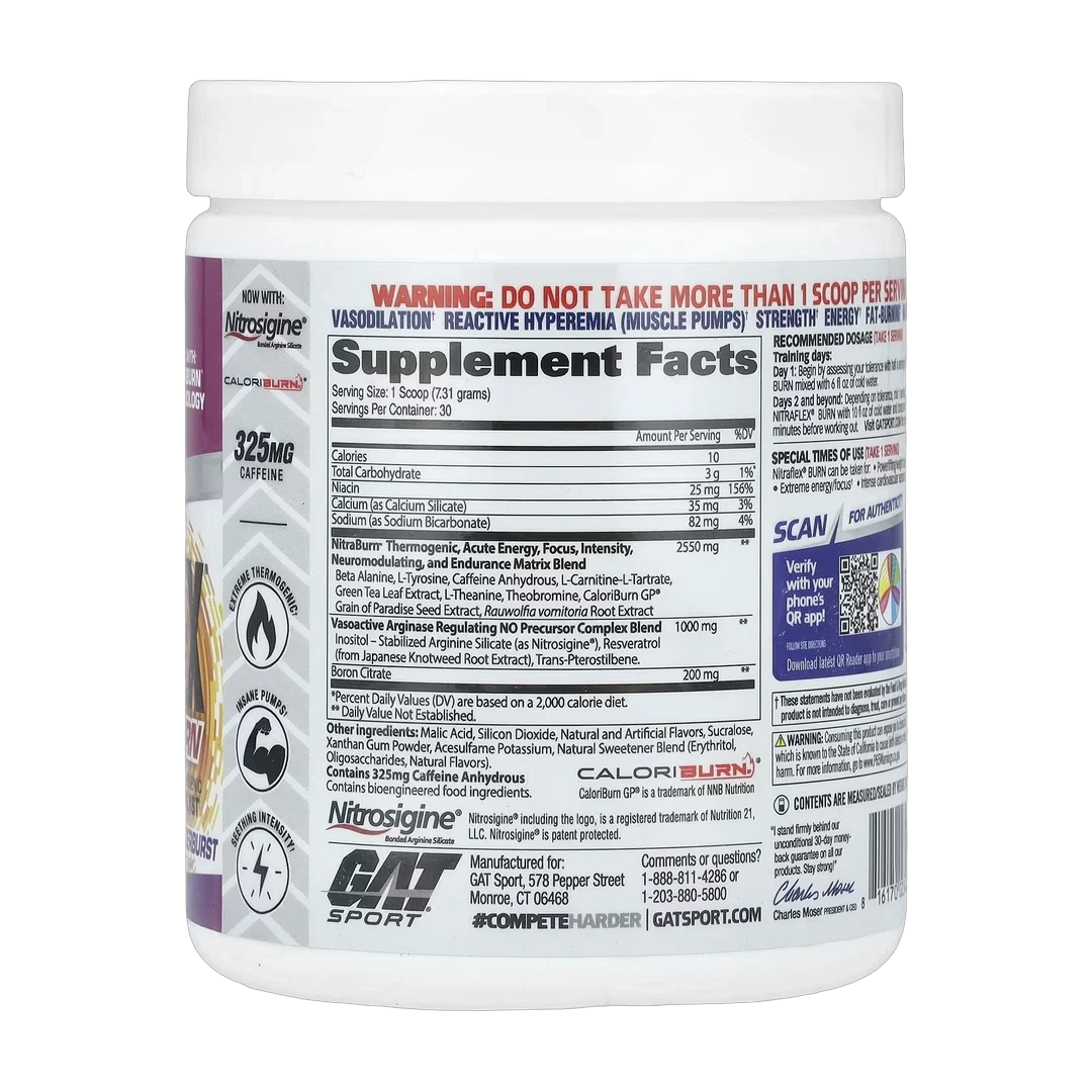 GAT, Sport, NITRAFLEX® Burn, Tropic Thunderburst, 7.74 oz (219.3 g)