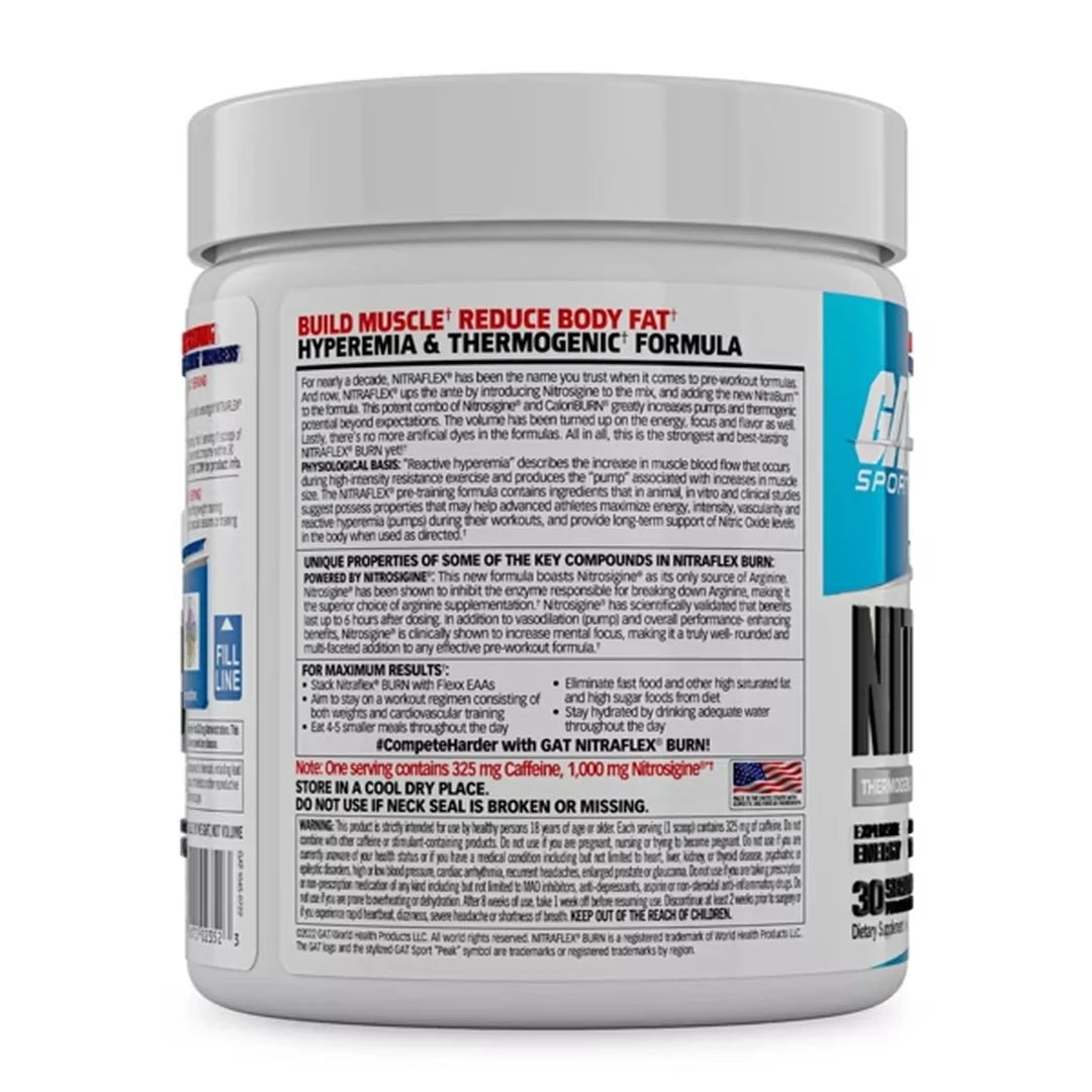 GAT, Sport, NITRAFLEX Burn, Blue Raspberry, 7.23 oz (204.9 g)