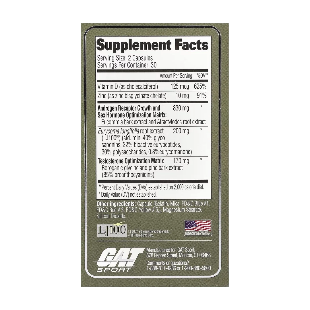 GAT, Testrol® Platinum, Premium Testosterone Booster, 60 Capsules