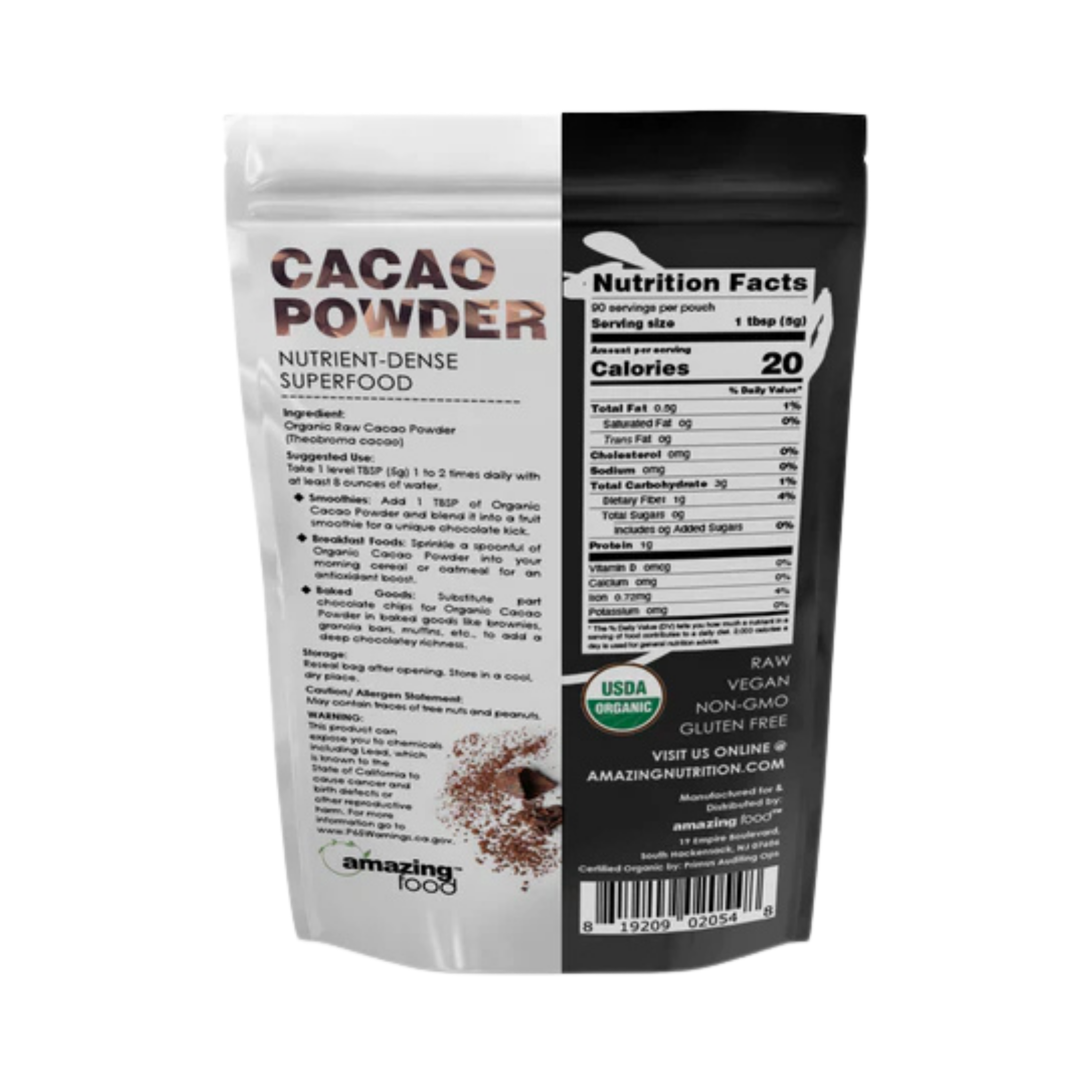 Amazing Food, Cacao Powder, 1 Lb