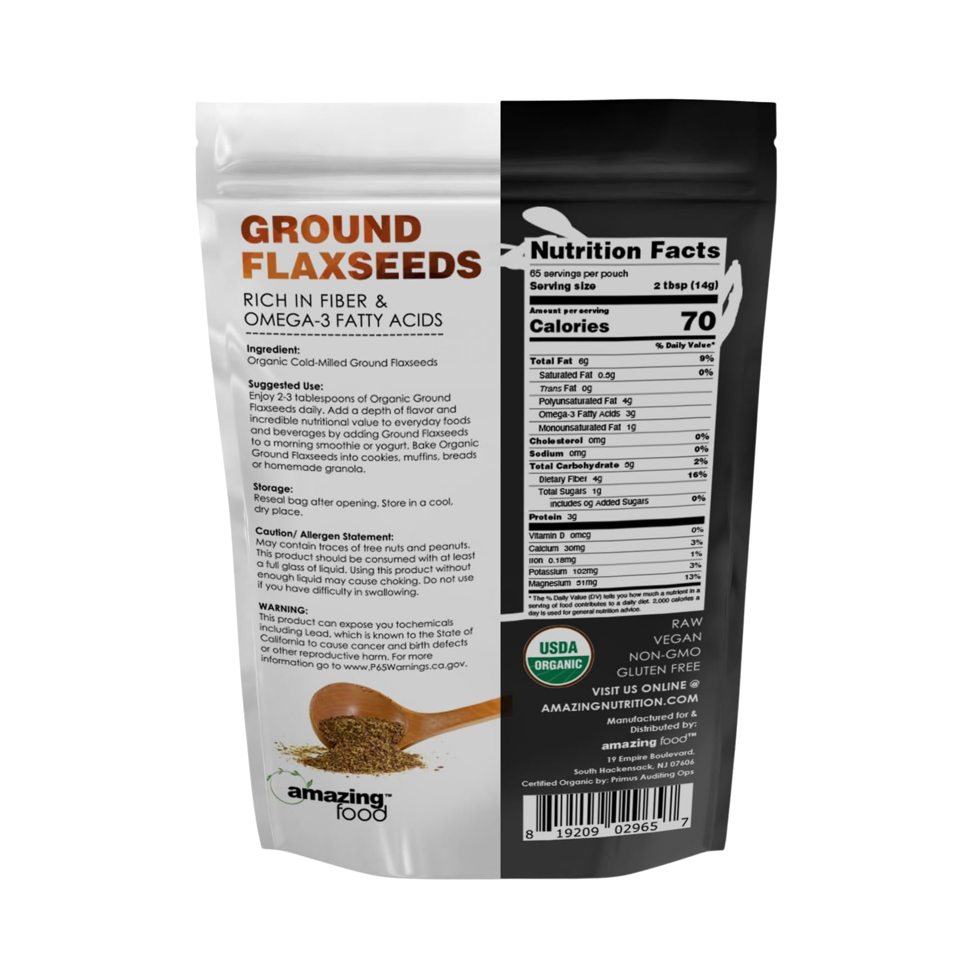 Amazing Food, Ground Flaxseed Powder, 2 Lbs