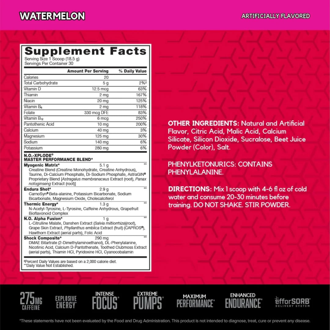 BSN, N.O.-Xplode®, Legendary Pre-Workout, Watermelon, 1.22 lb (555 g)