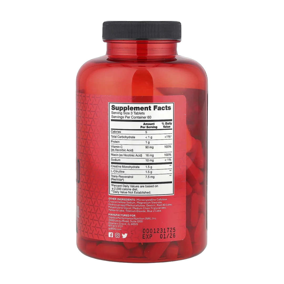 BSN, Nitrix® 2.0, Concentrated Nitric Oxide Precursor, 180 Tablets