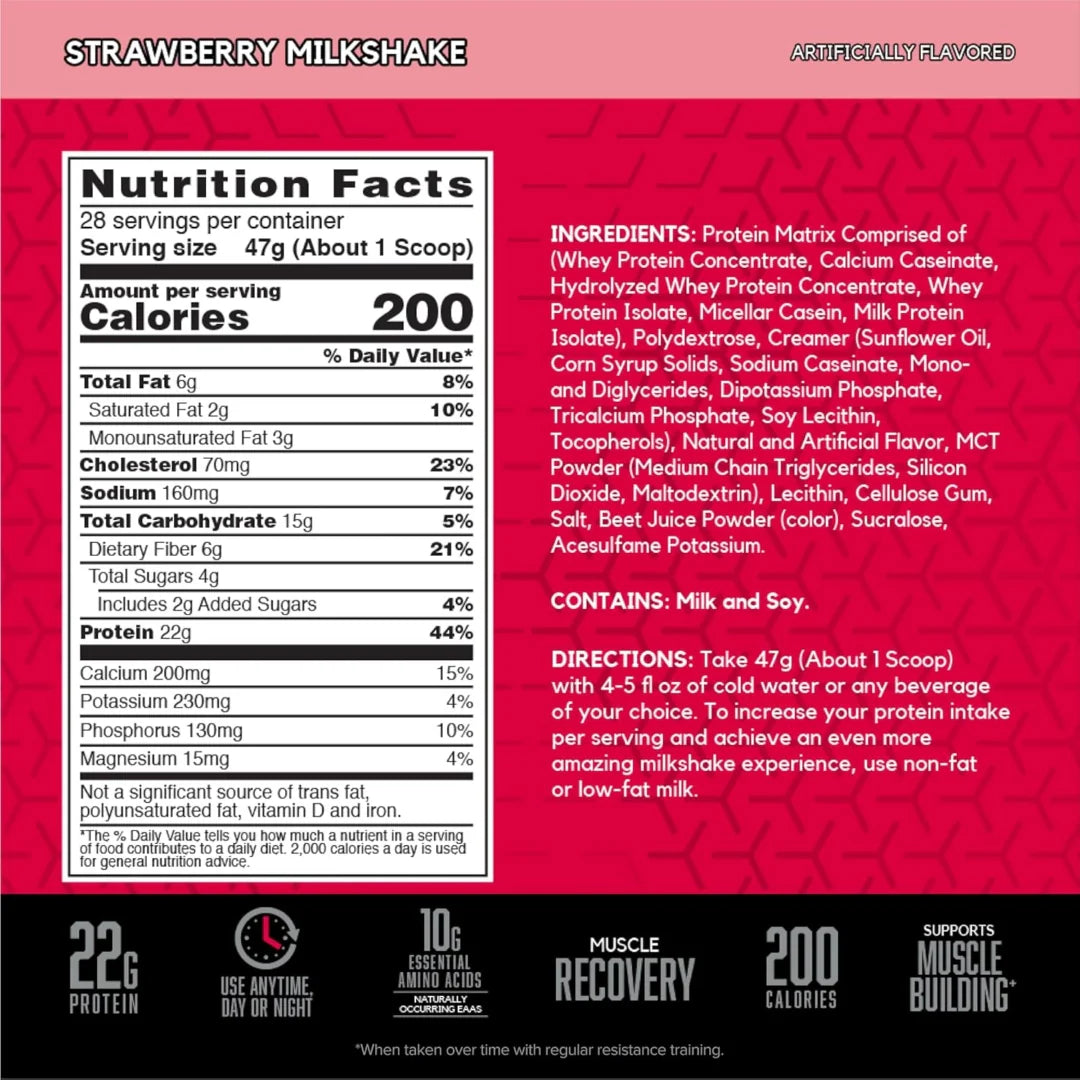 BSN, Syntha-6®, Ultra Premium Protein Matrix, Strawberry Milkshake, 2.91 lbs (1.32 kg)