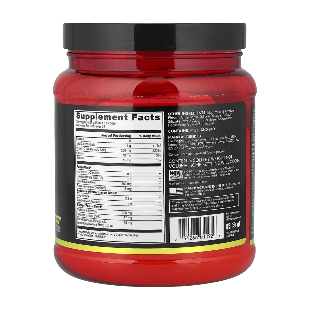BSN, No-Xplode® VASO, Ultimate Pump Pre-Workout, Pineapple Pump, 1.11 lb (504 g)