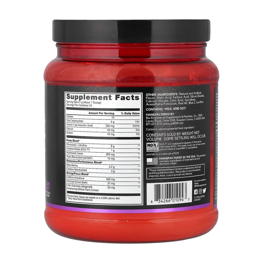 BSN, No-Xplode® VASO, Ultimate Pump Pre-Workout, Grape Fury, 1.11 lb (504 g)