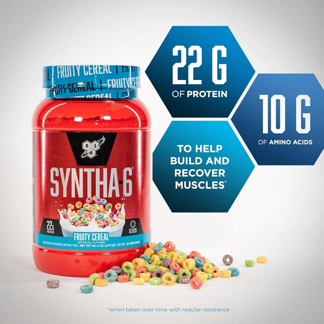BSN, Syntha-6®, Protein Powder Drink Mix, Fruity Cereal, 2.91 lb (1.32 kg)