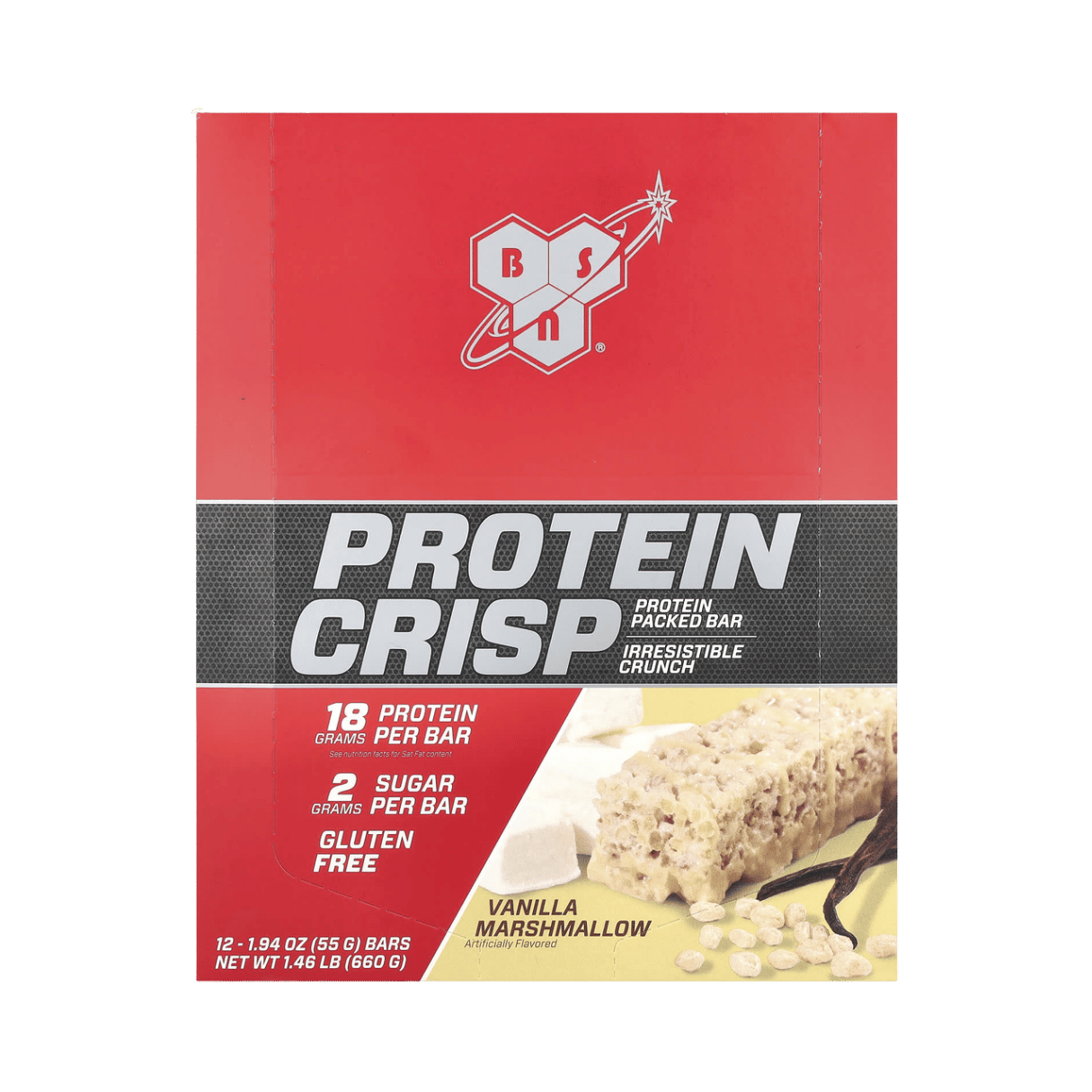 BSN, Protein Crisp, Vanilla Marshmallow, 12 Bars, 1.94 oz (55 g) Each