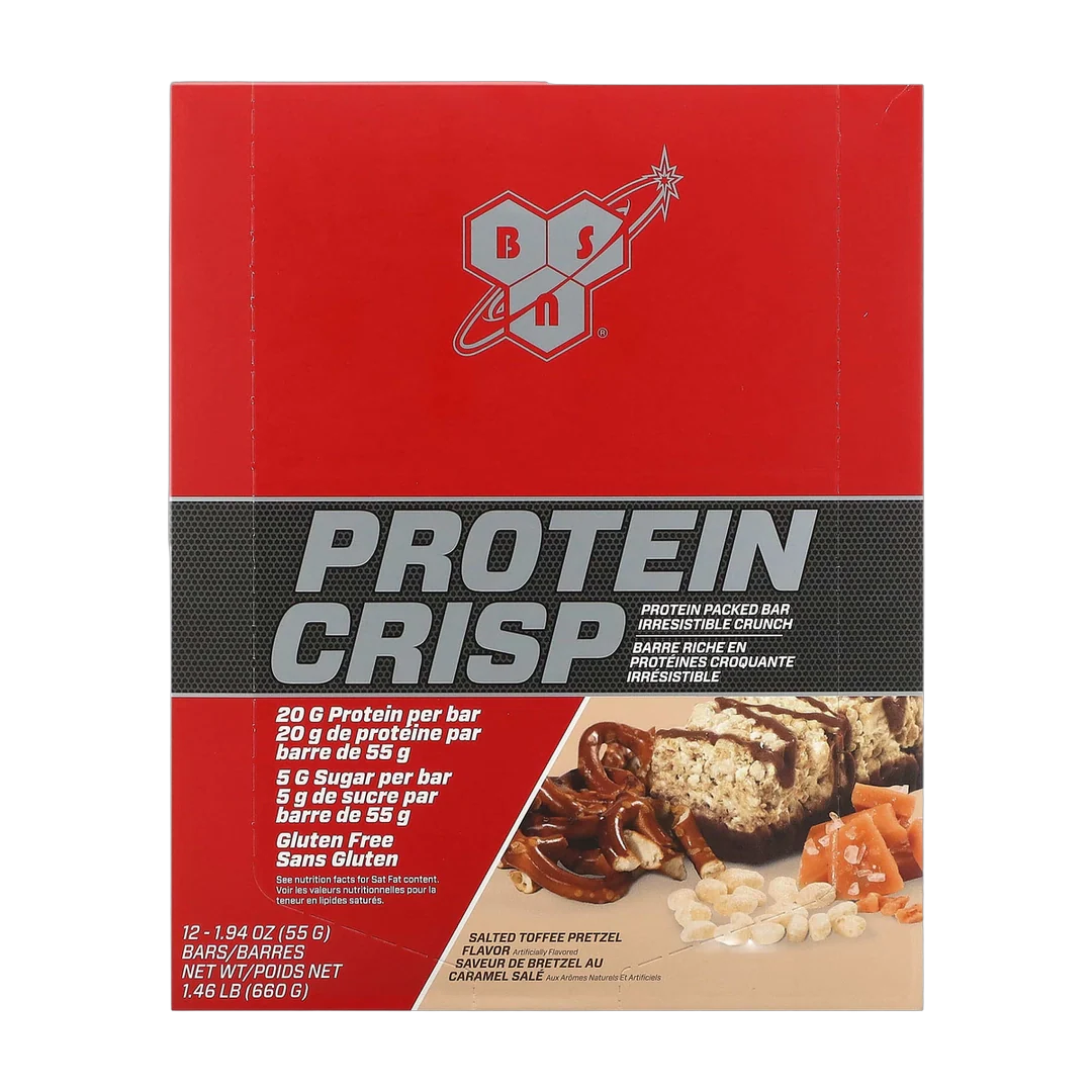 BSN, Protein Crisp, Salted Toffee Pretzel, 12 Bars, 1.94 oz (55 g) Each