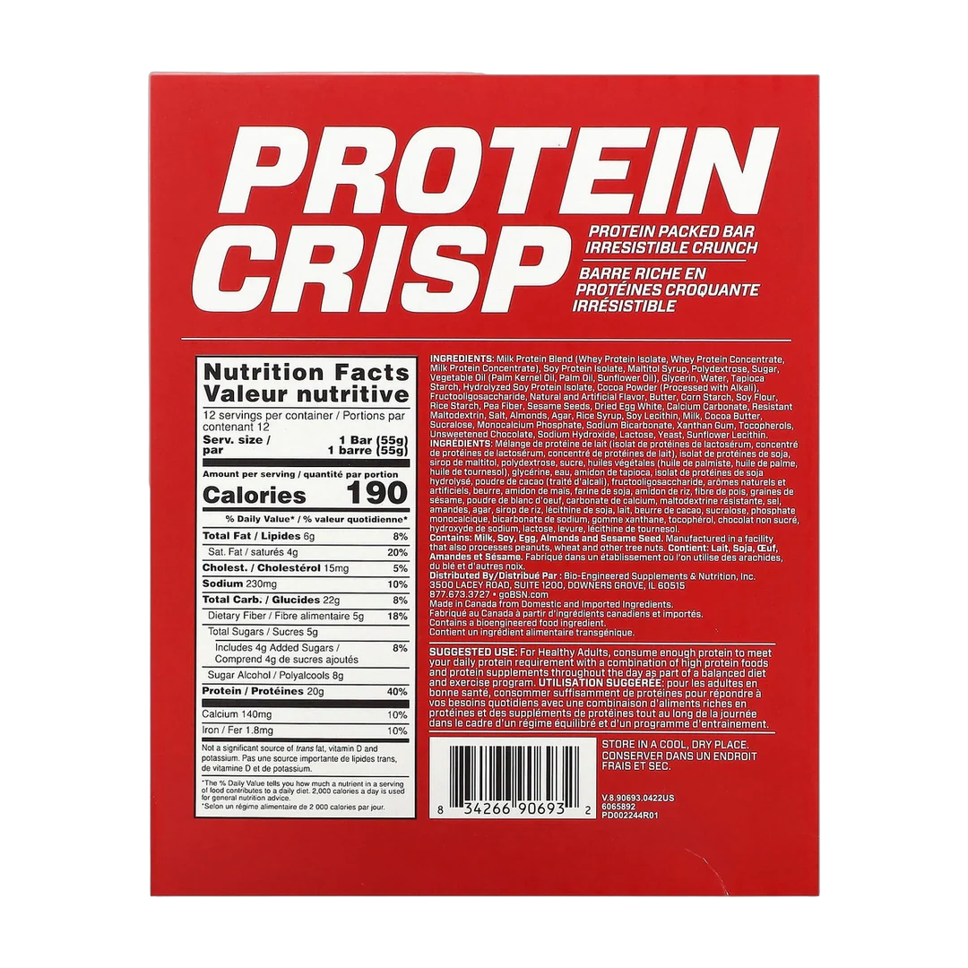 BSN, Protein Crisp, Salted Toffee Pretzel, 12 Bars, 1.94 oz (55 g) Each