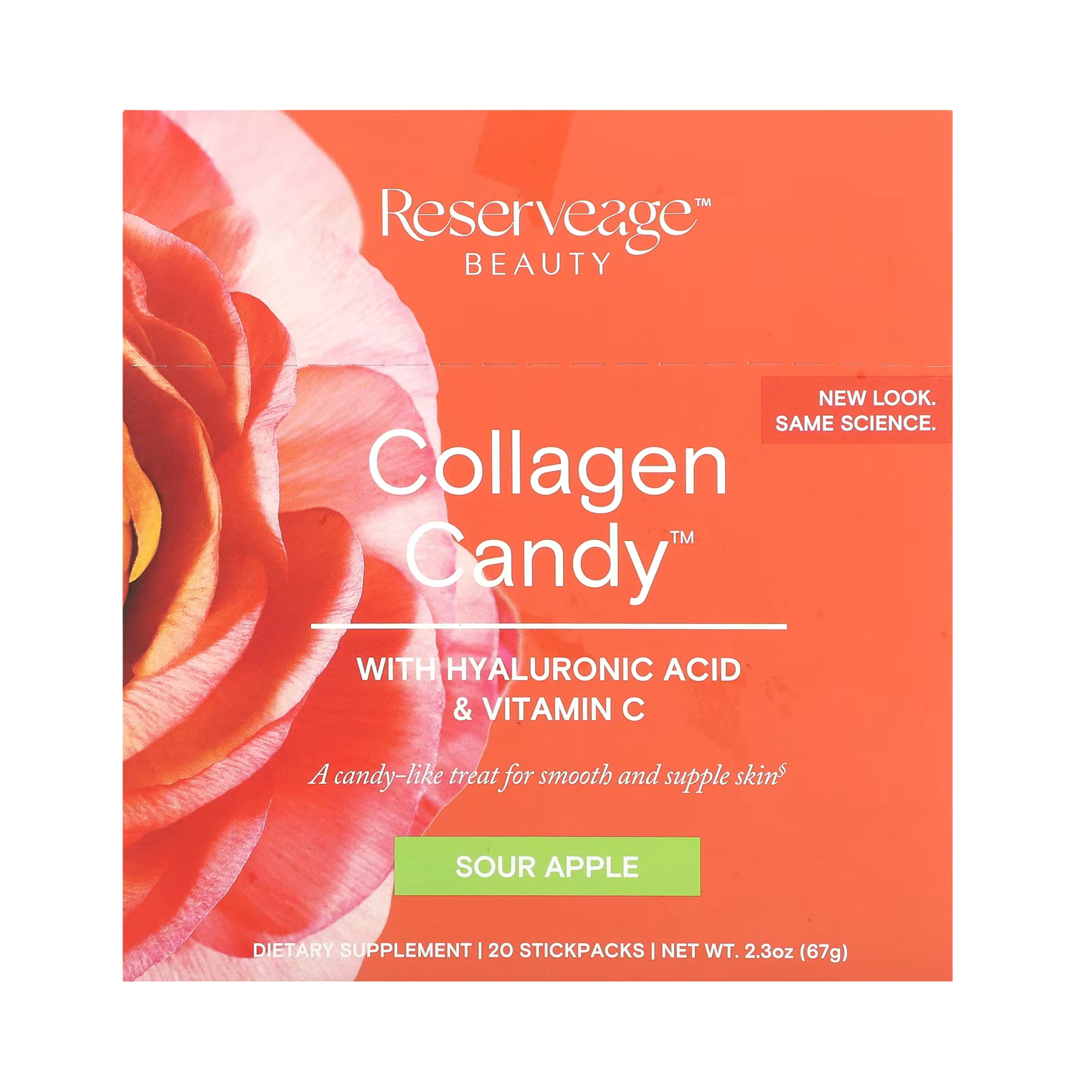 Reserveage Beauty, Collagen Candy, Sour Apple, 0.1 oz (3.35 g) Each, 20 Stickpacks