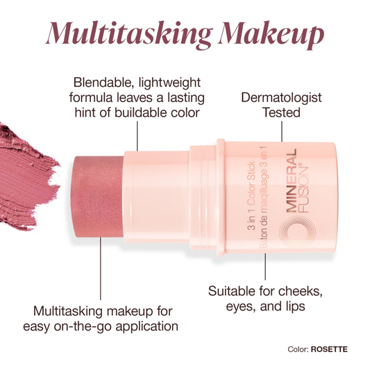 Mineral Fusion, 3-In-1 Color Stick, Rosette