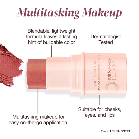 Mineral Fusion, 3-In-1 Color Stick, Terra Cotta