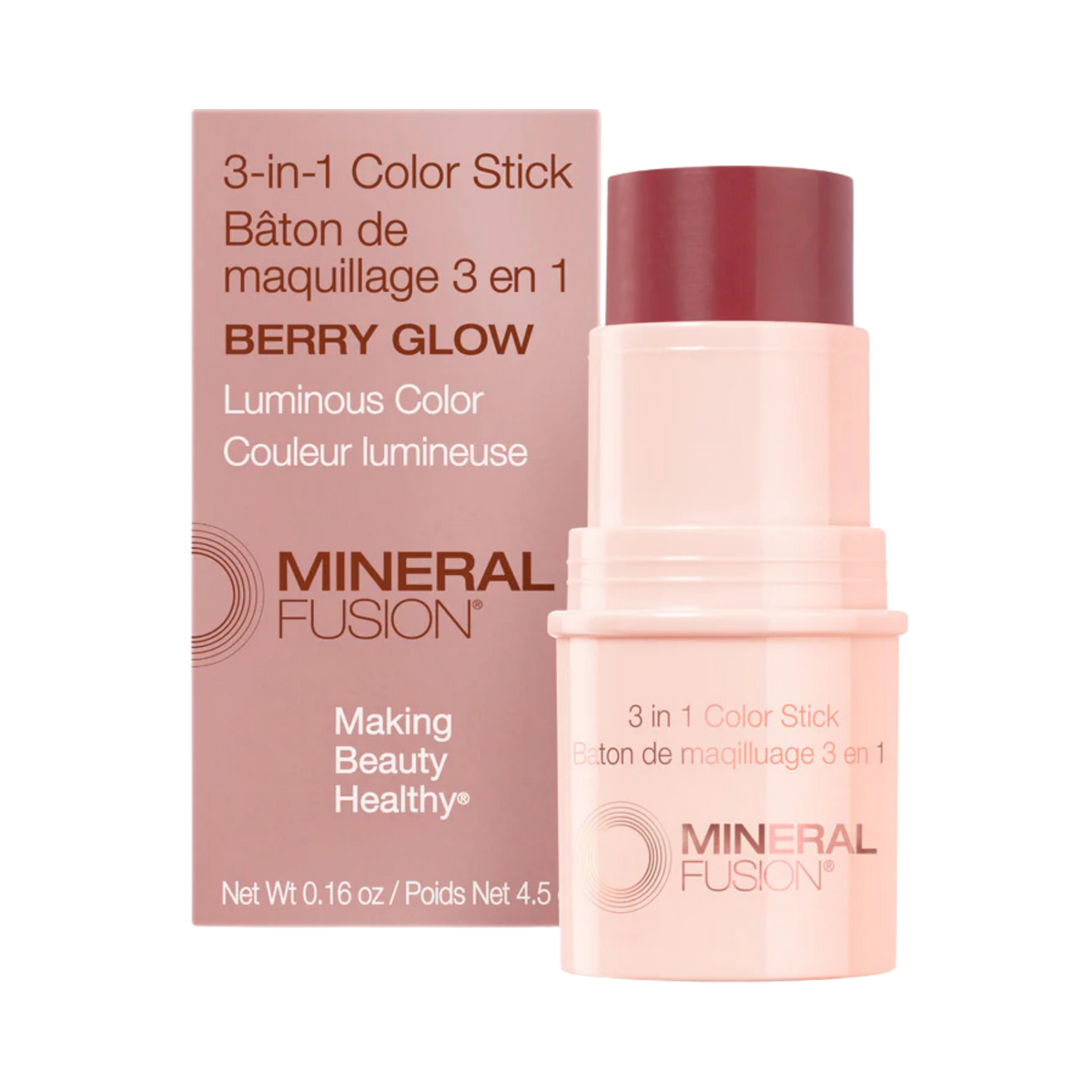 Mineral Fusion, 3-In-1 Color Stick, Berry Glow