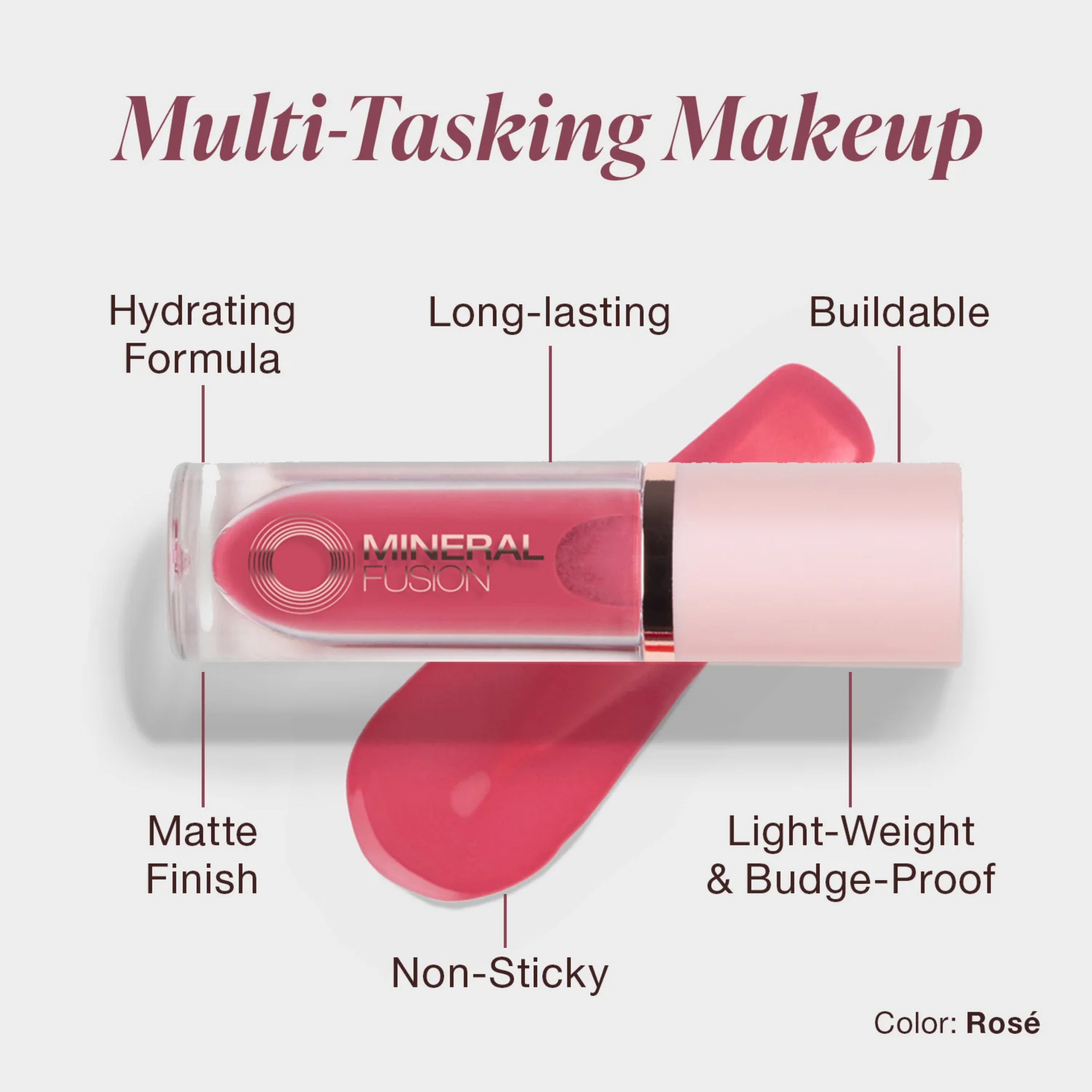 Mineral Fusion, 2-in-1 Lip & Cheek Stain Rose