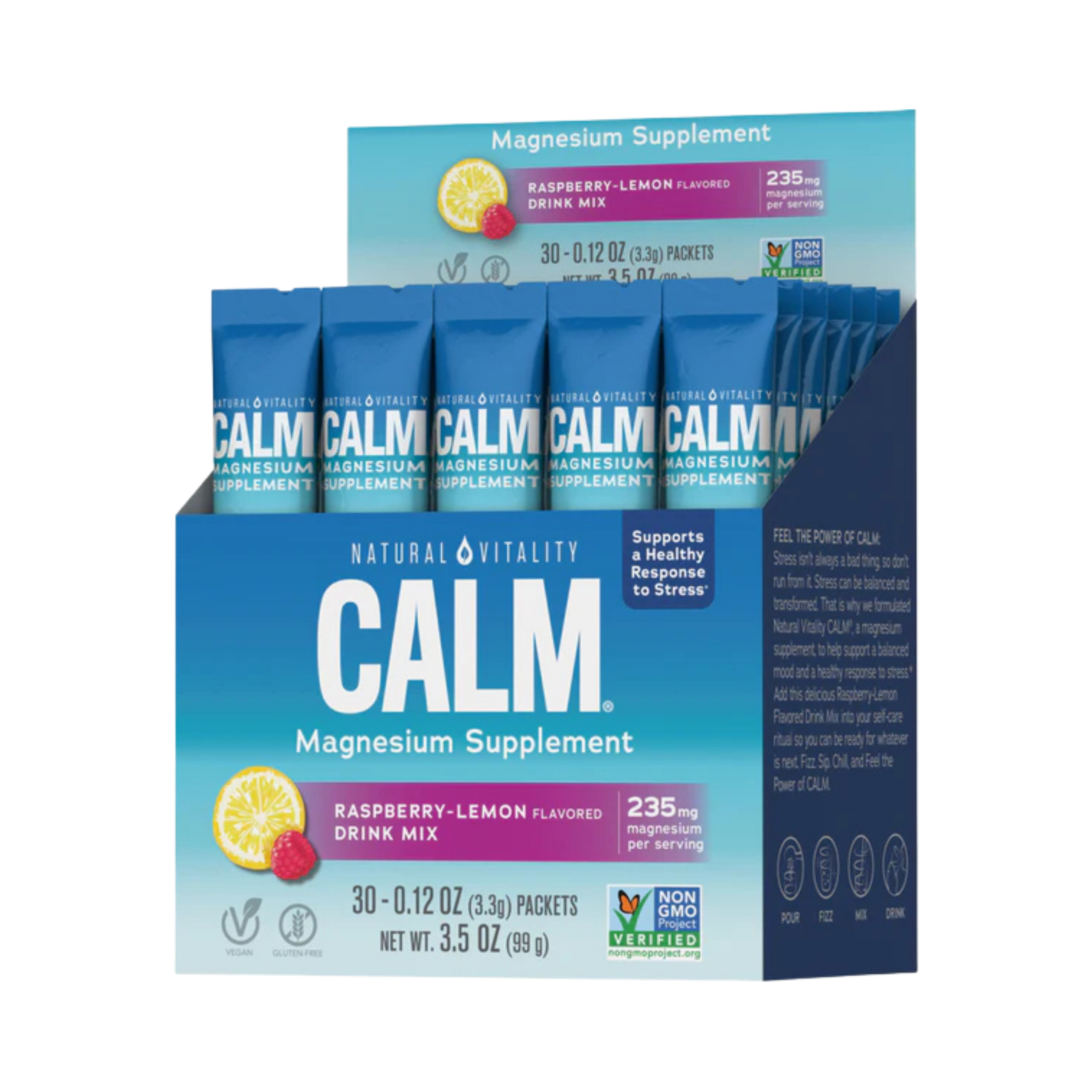 Natural Vitality, CALM, Magnesium Supplement Drink Mix, Raspberry-Lemon, 30 Packets