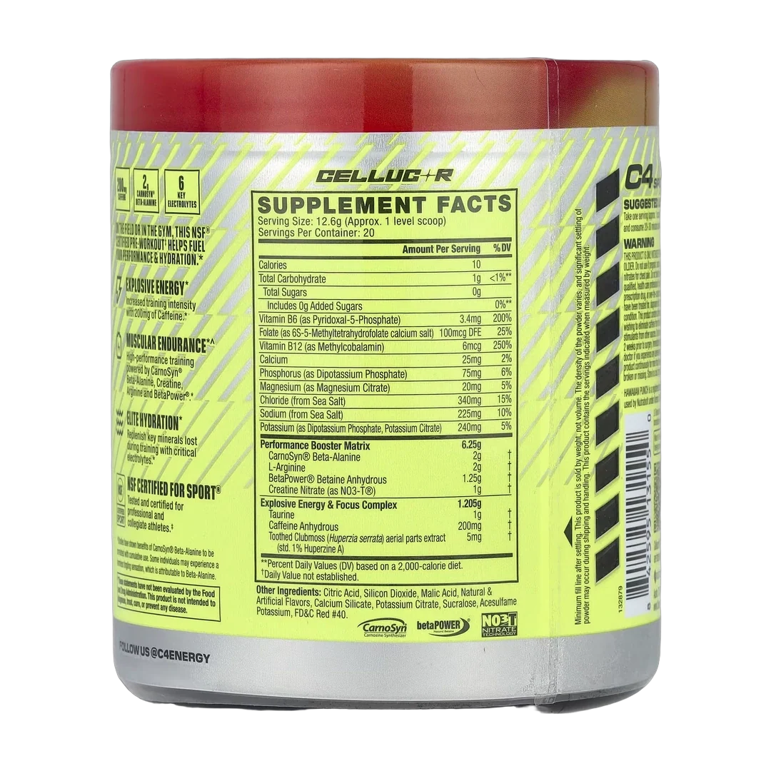 C4 / Cellucor, C4® Sport, Pre-Workout, Hawaiian Punch® Fruit Juicy Red®, 8.9 oz (252 g)