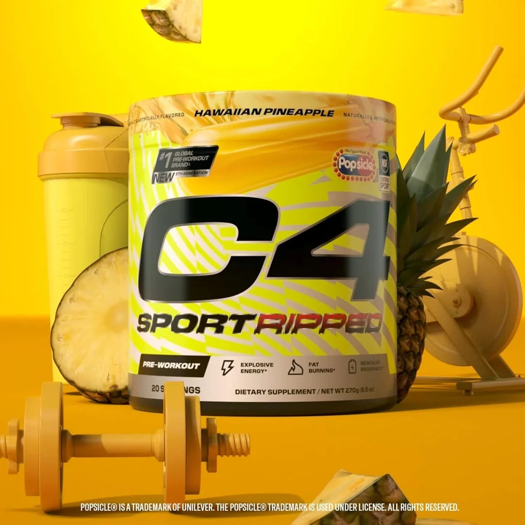 C4 / Cellucor, C4® Sport Ripped, Pre-Workout, Popsicle®, Hawaiian Pineapple, 9.5 oz (270 g)