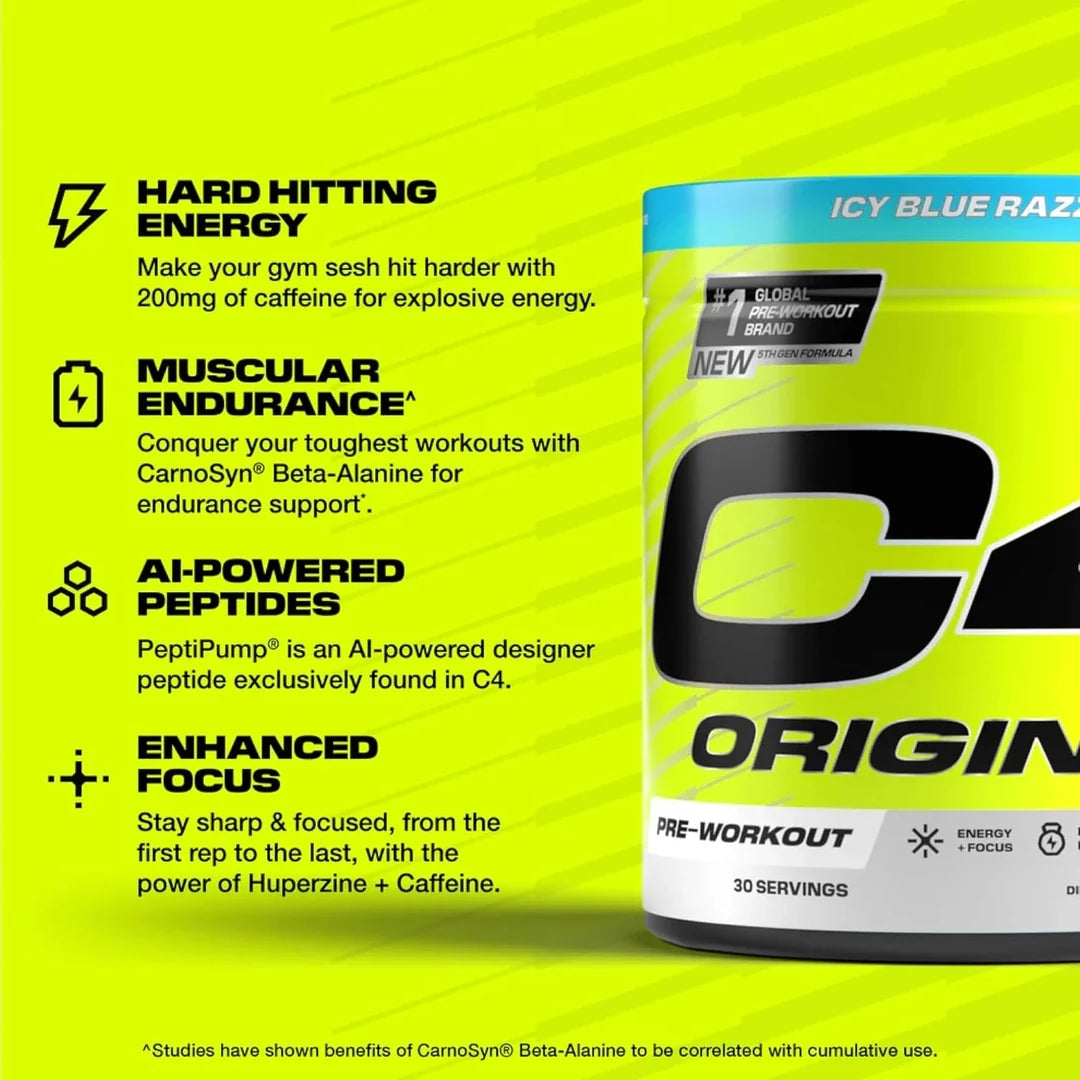 C4 / Cellucor C4® Original, Pre-Workout, Icy Blue Razz, 9.4 oz (267 g)