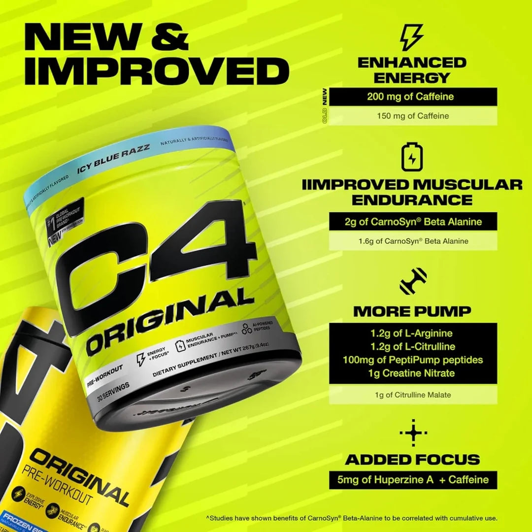 C4 / Cellucor C4® Original, Pre-Workout, Icy Blue Razz, 9.4 oz (267 g)