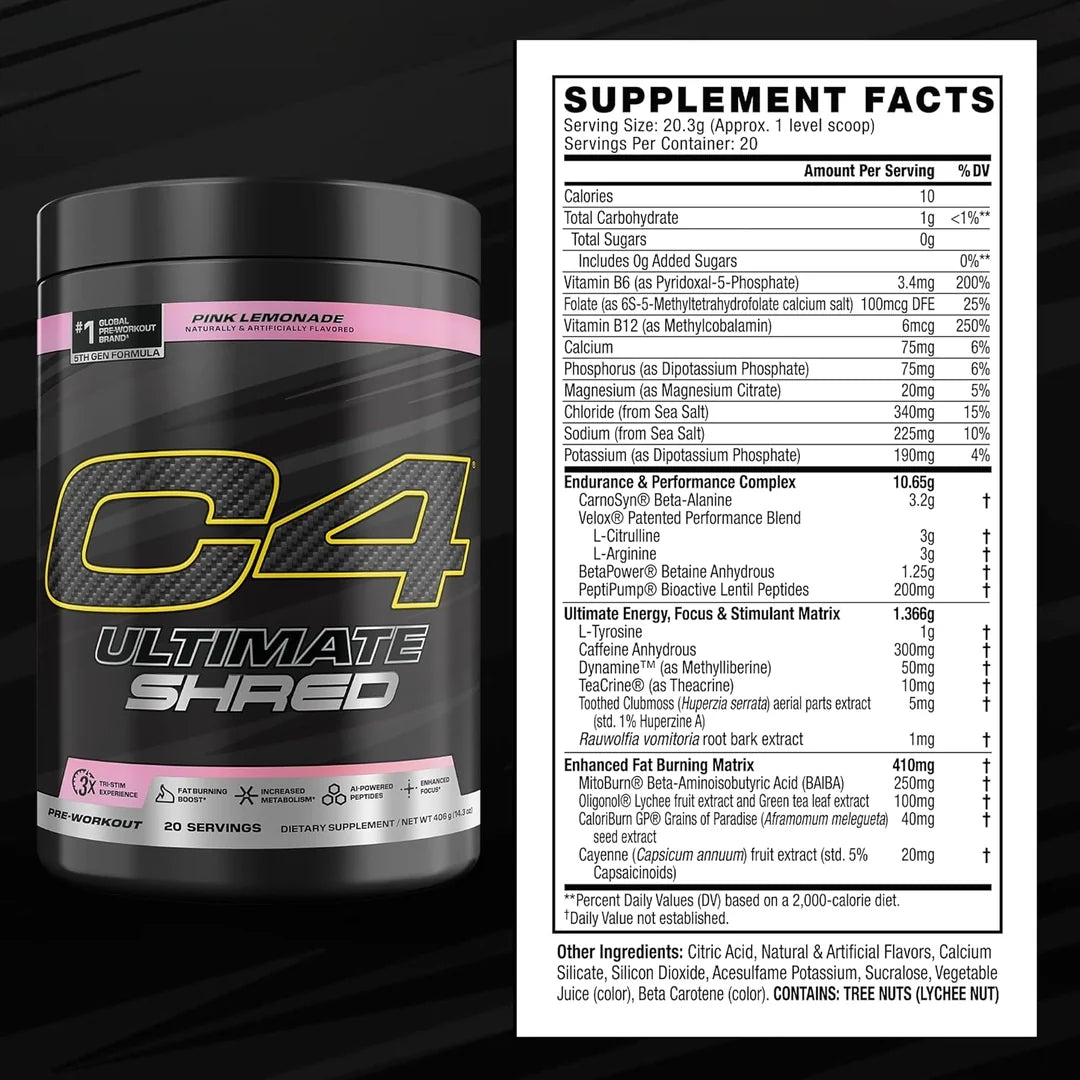 C4 / Cellucor, C4® Ultimate Shred, Pre-Workout, Pink Lemonade, 14.3 oz (406 g)