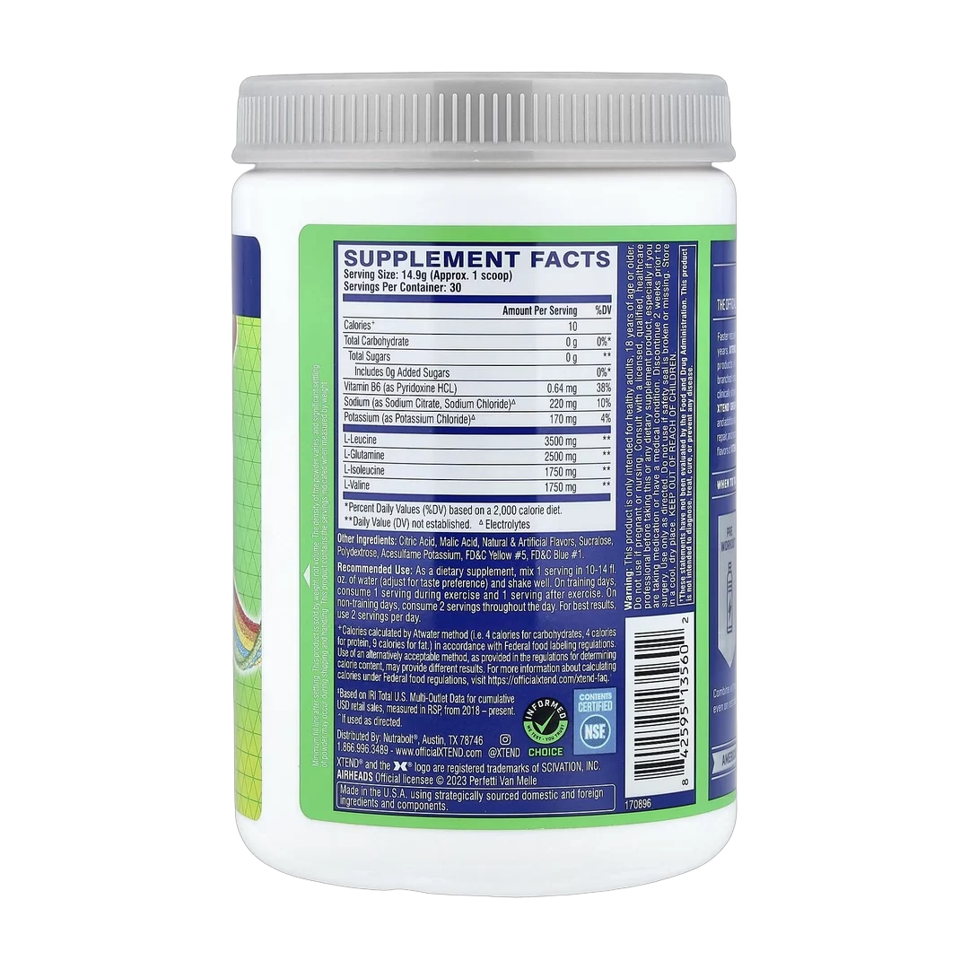 XTEND, 7G BCAA, Air Heads Extreme Candy® Rainbow Berry, 16 oz (447 g)