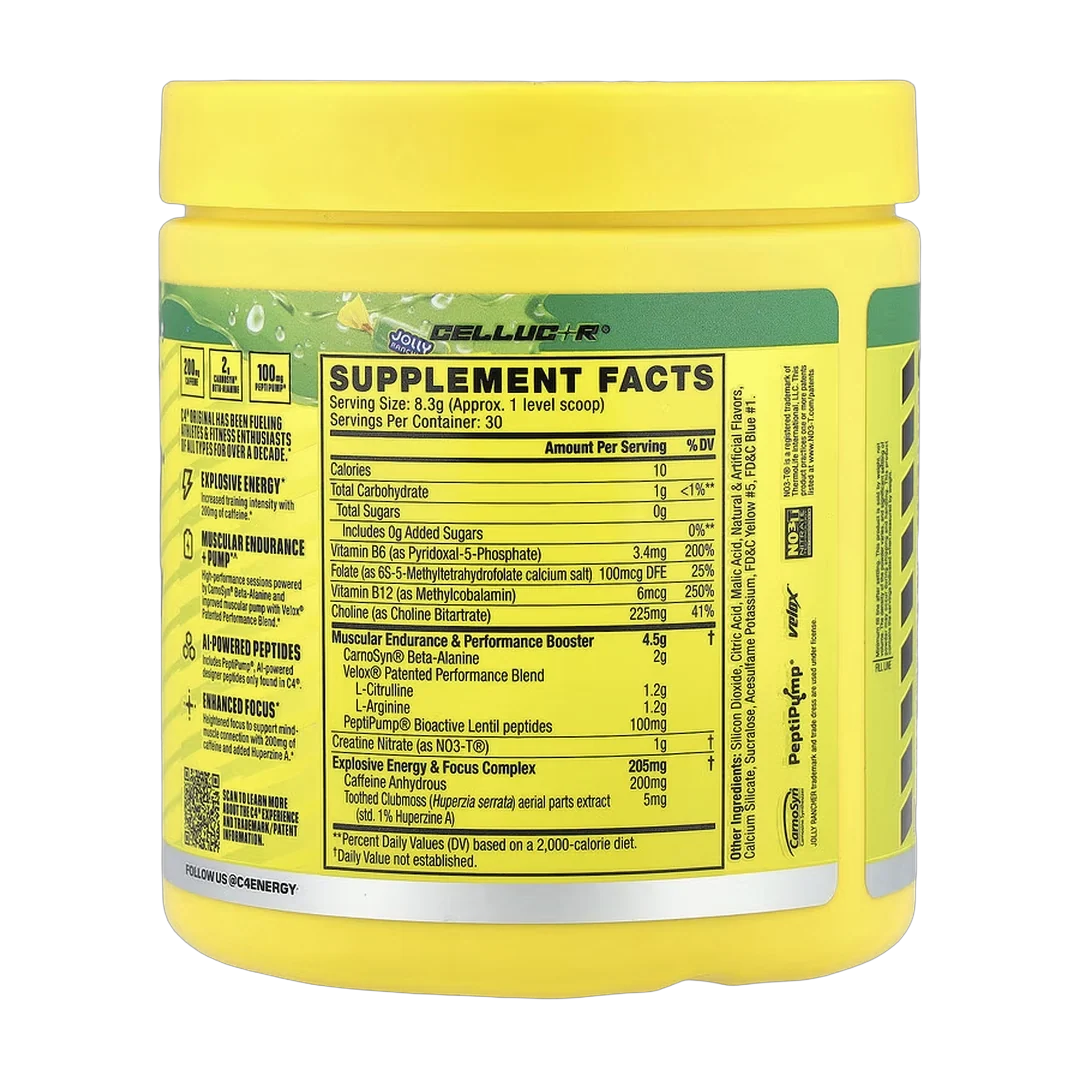 C4 / Cellucor C4® Original, Pre-Workout, Jolly Rancher Green Apple, 8.8 oz (249 g)