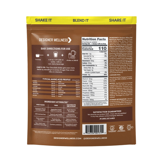 Designer Wellness, Designer Whey, 100% Whey Protein Powder with Probiotics, Gourmet Chocolate, 908 g