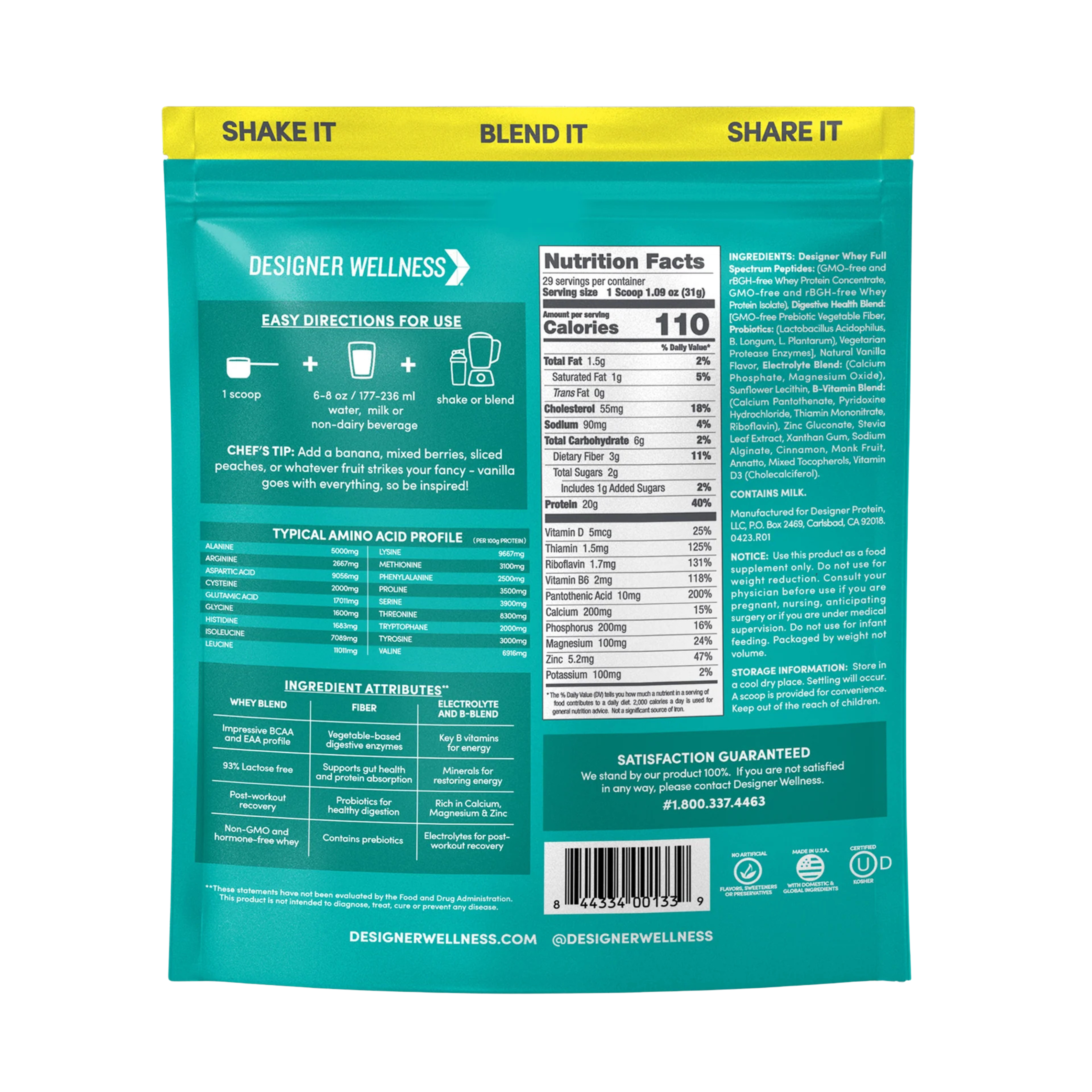 Designer Wellness, Designer Whey, Natural 100% Whey Protein Powder, French Vanilla, 908 g