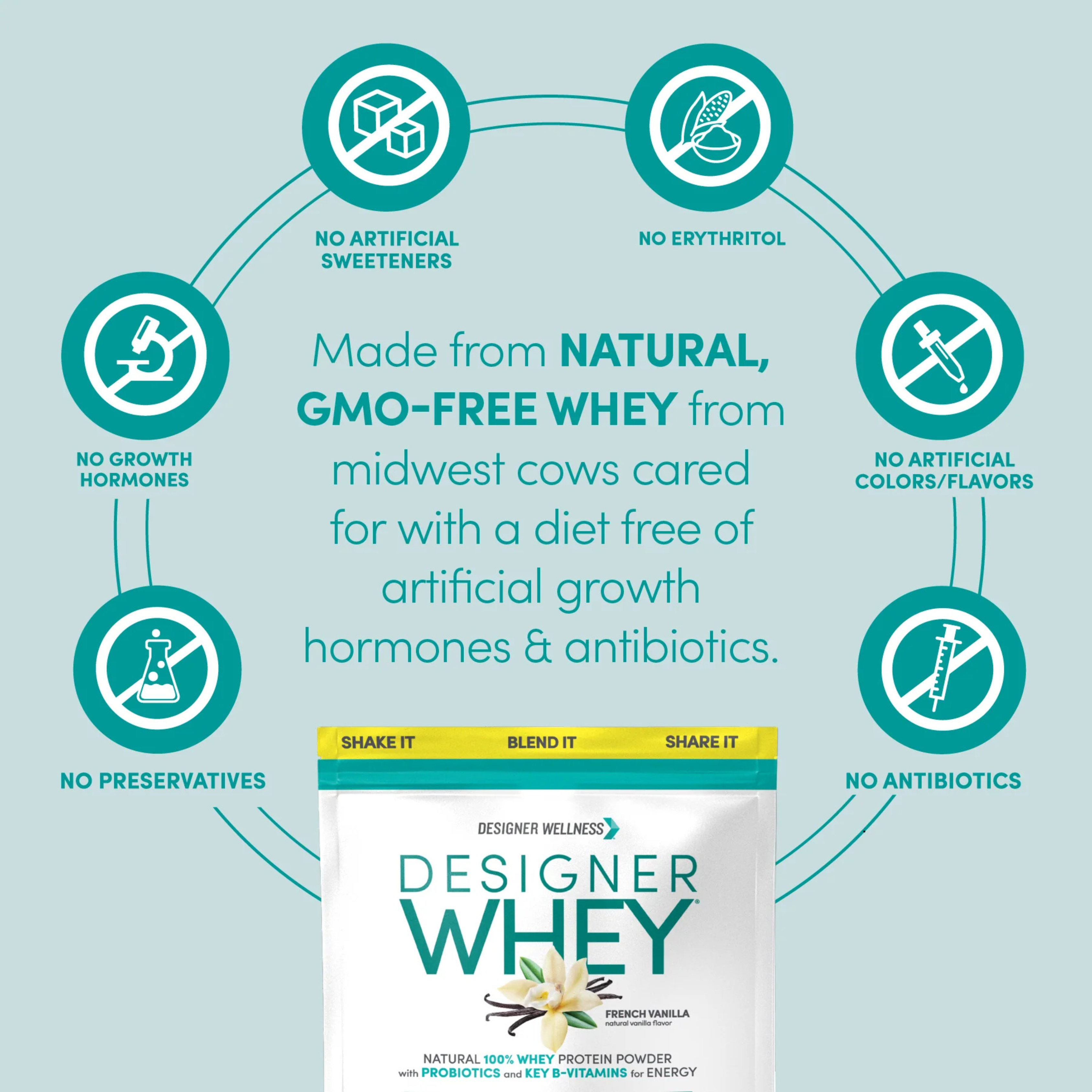 Designer Wellness, Designer Whey, Natural 100% Whey Protein Powder, French Vanilla, 908 g