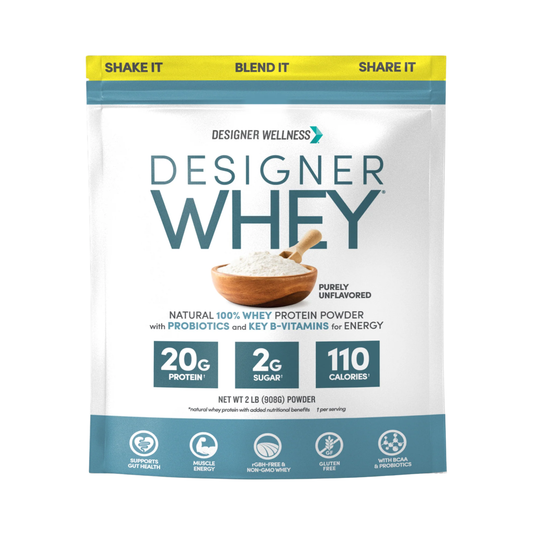 Designer Wellness, Designer Whey, Natural 100% Whey Protein Powder, Purely Unflavored, 2 lb, 908 g