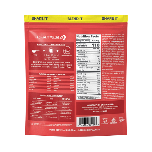 Designer Wellness, Designer Whey, Natural 100% Whey Protein Powder, Summer Strawberry, 2 lb, 908 g