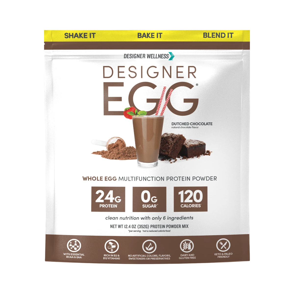 Designer Wellness, Designer Egg, Whole Egg Multifunction Protein Powder, Dutch Chocolate, 12.4 oz, 352 g