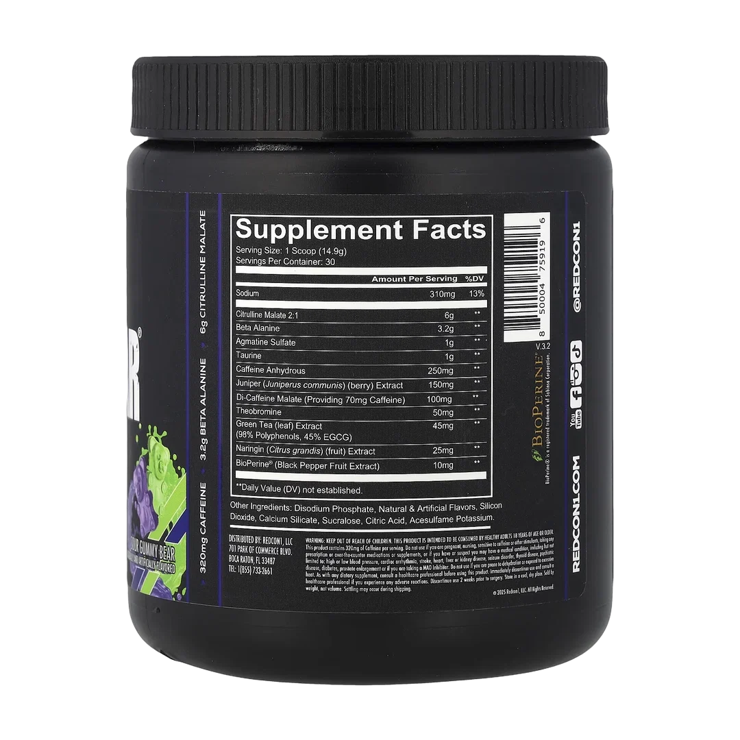 Redcon1, Total War®, Pre-Workout, Sour Gummy Bear, 15.77 oz (447 g)