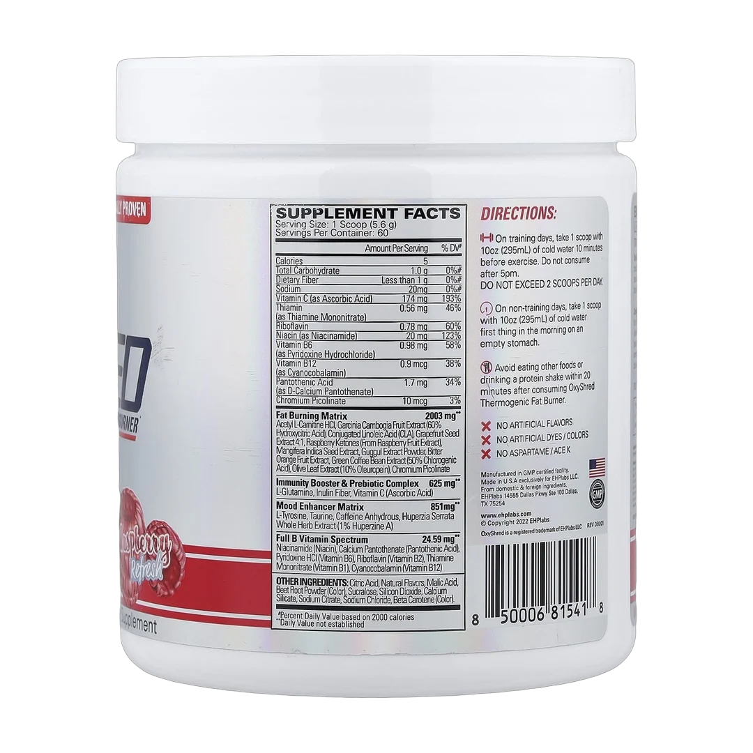 EHPlabs, OxyShred, Thermogenic Fat Burner, Raspberry Refresh, 11.9 oz (337 g)