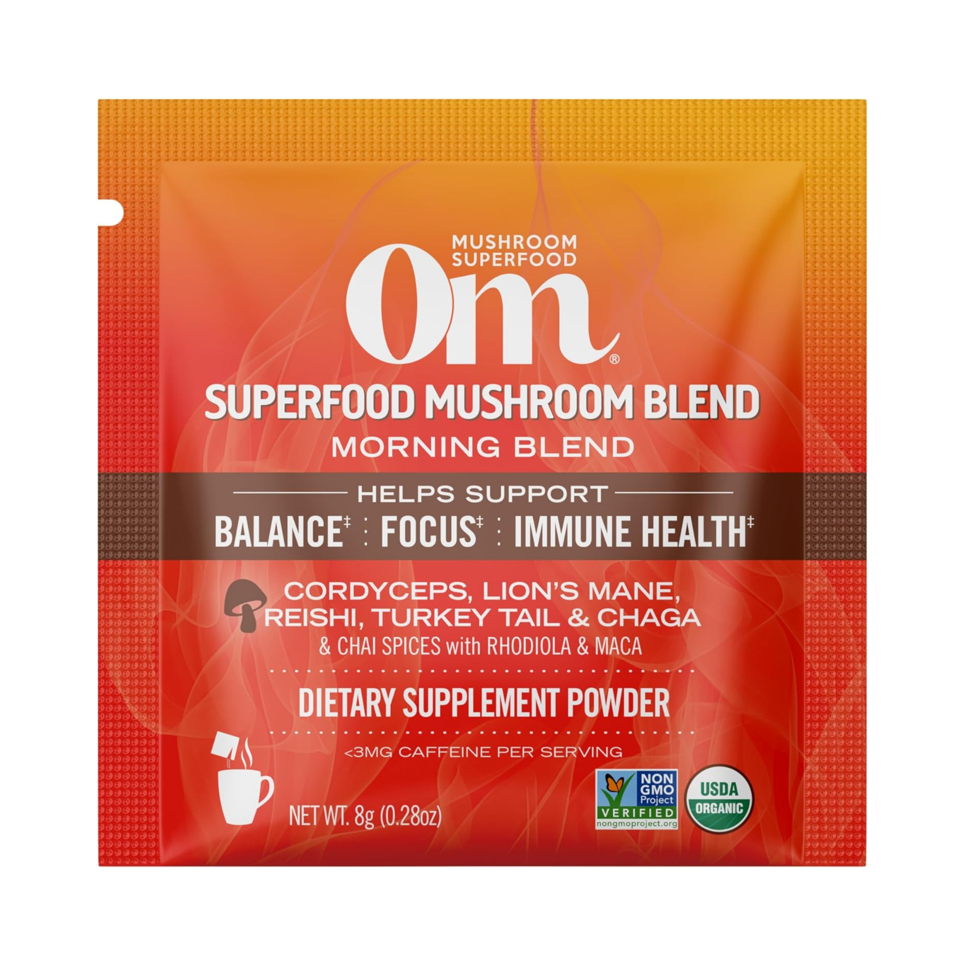 Om Mushrooms, Mushroom Morning Blend, 10 Packets, 8 g Each
