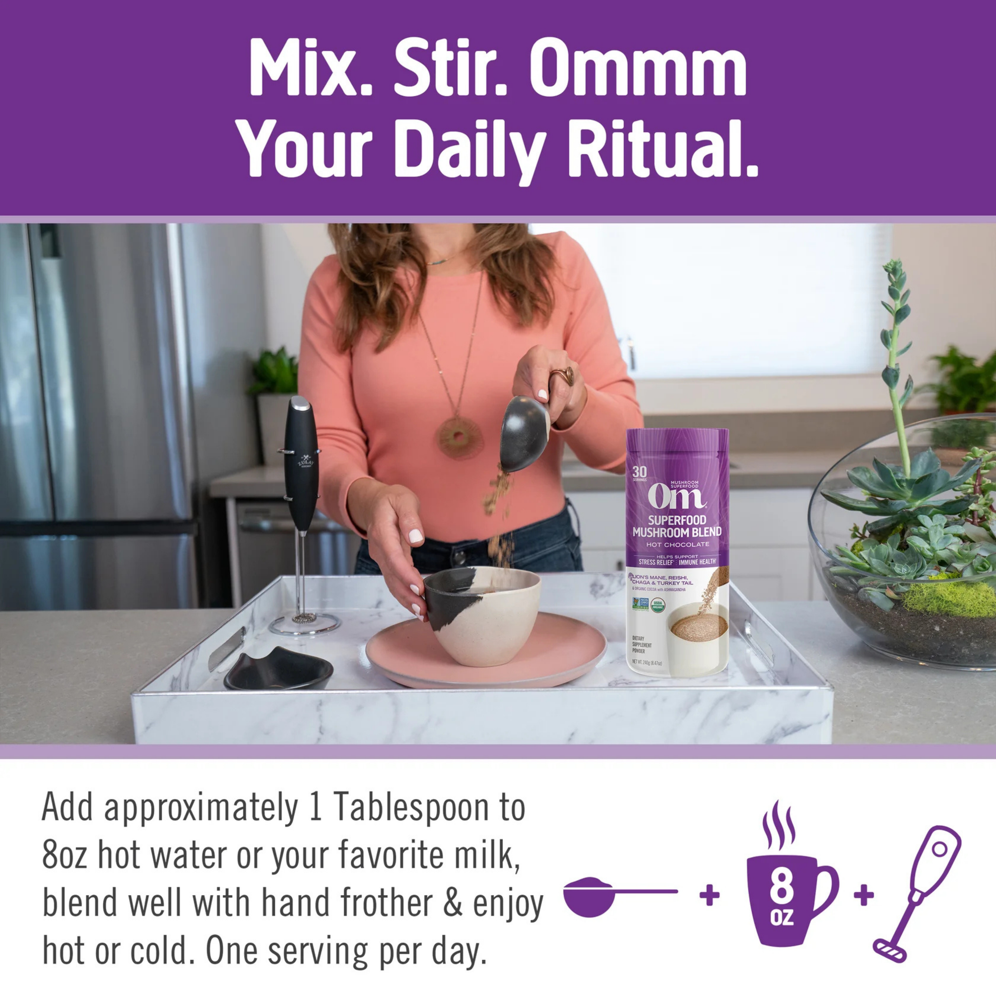 Om Mushrooms, Superfood Mushroom Blend, Hot Chocolate, 8.47 oz, 240 g