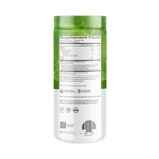 Om Mushrooms, Superfood Mushroom Blend, Matcha Latte , 8.47 oz, 240 g