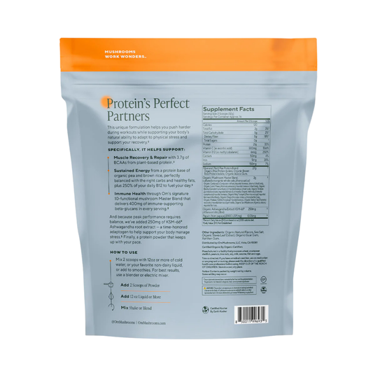 Om Mushrooms, Master Blend, Plant Protein, Creamy Vanilla, 18.27 Oz, 518 g