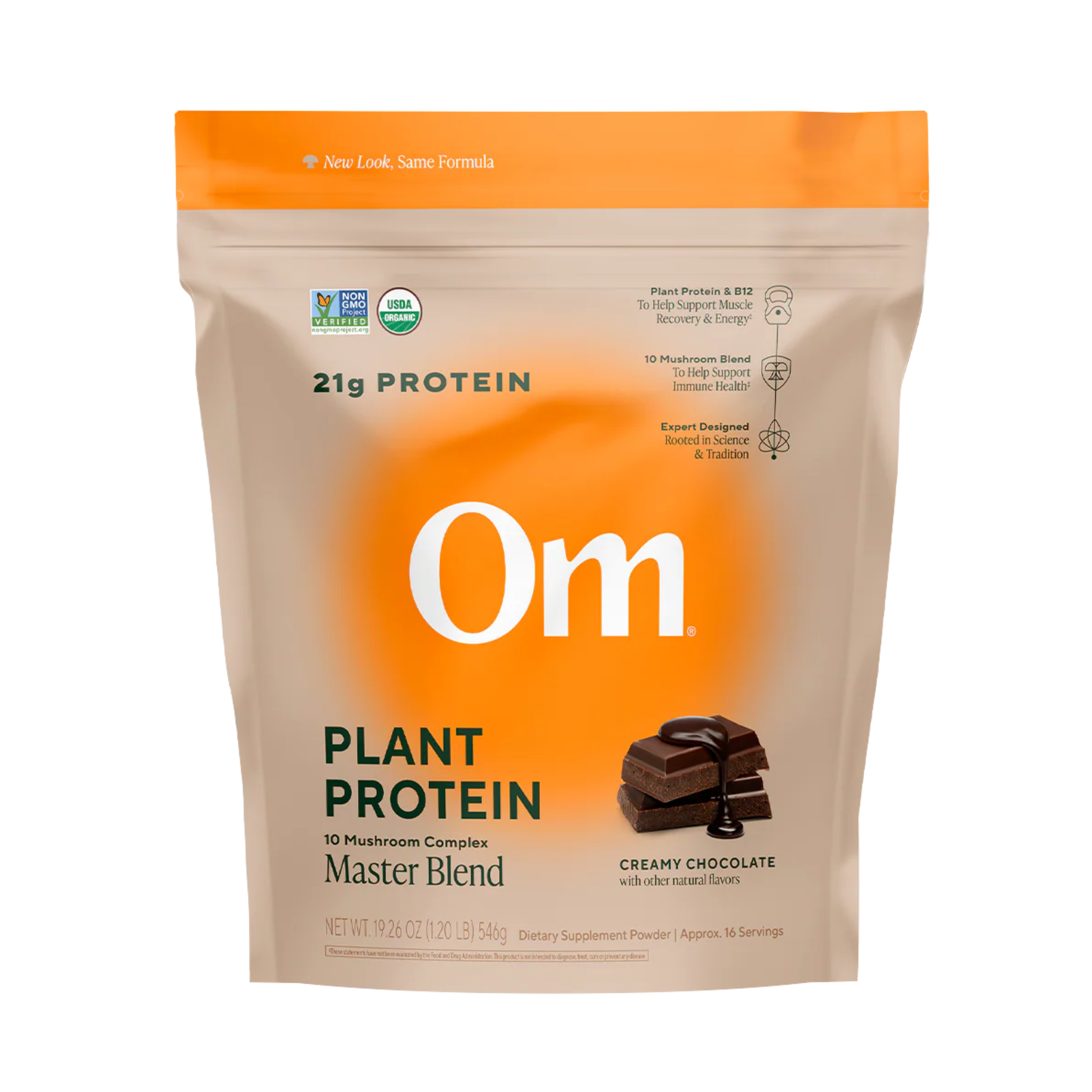 Om Mushrooms, Master Blend, Plant Protein, Creamy Chocolate, 1.2 lb, 546 g