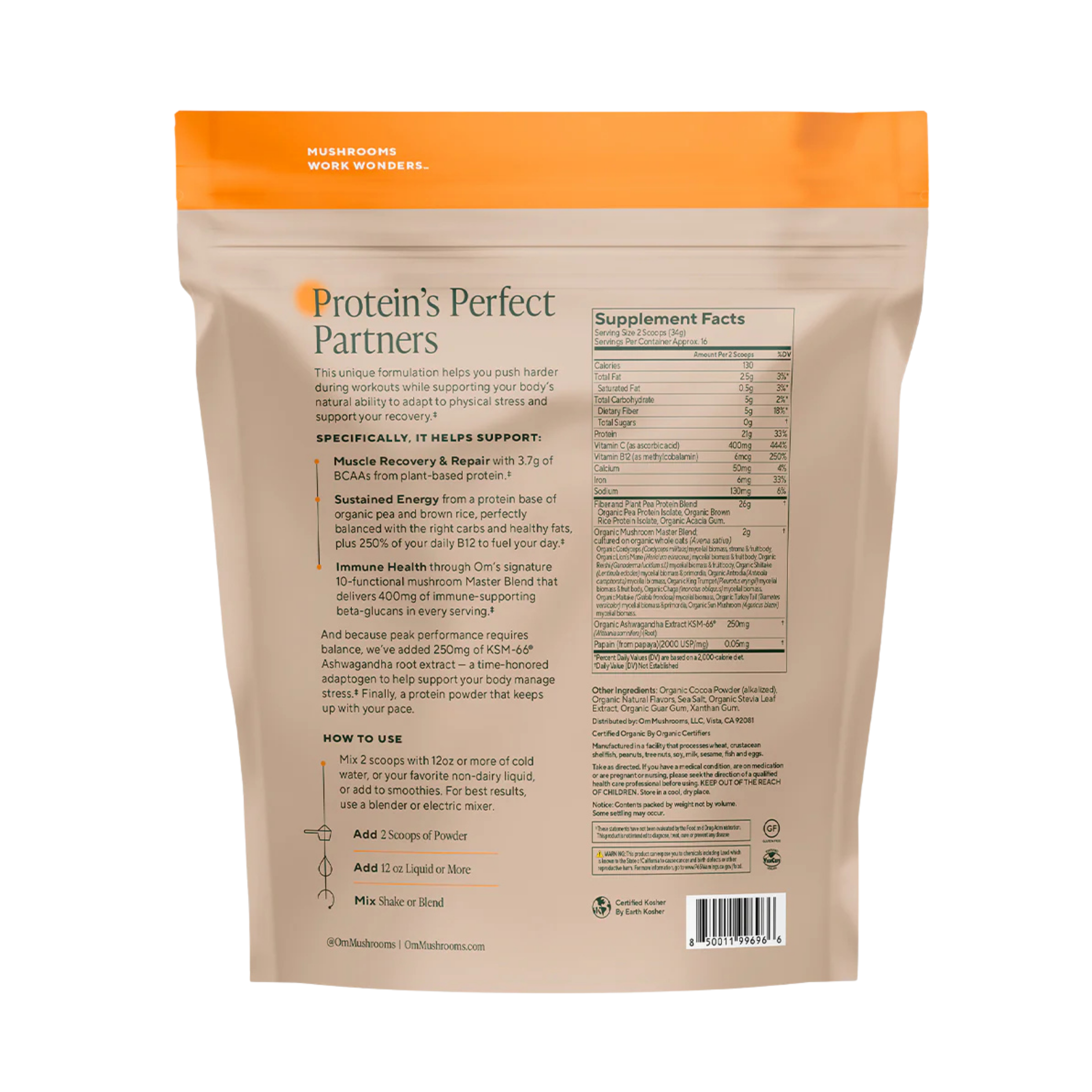 Om Mushrooms, Master Blend, Plant Protein, Creamy Chocolate, 1.2 lb, 546 g