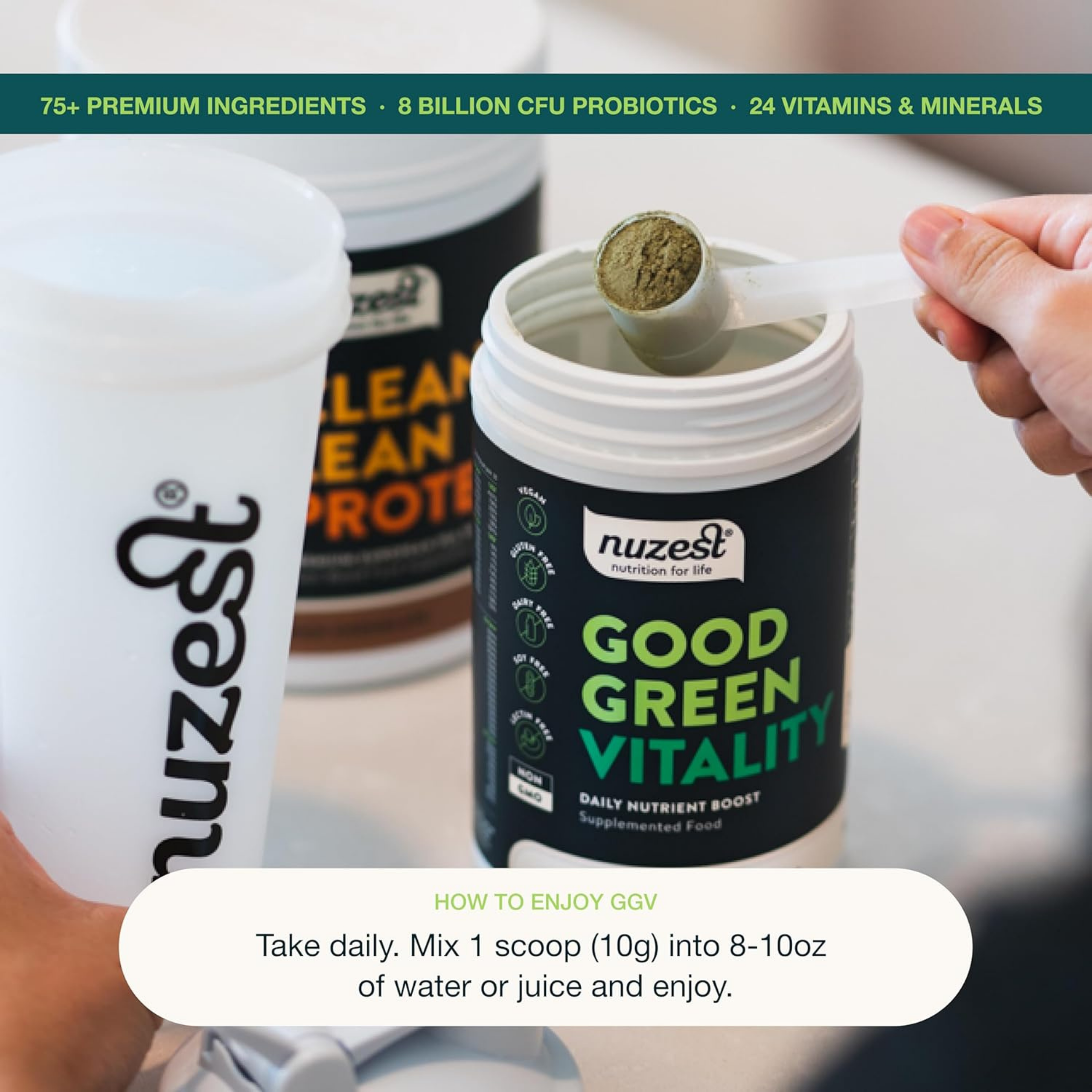 Nuzest, Greens Powder Good Green Vitality, Vegan Multivitamin Supplement, 300 Gm