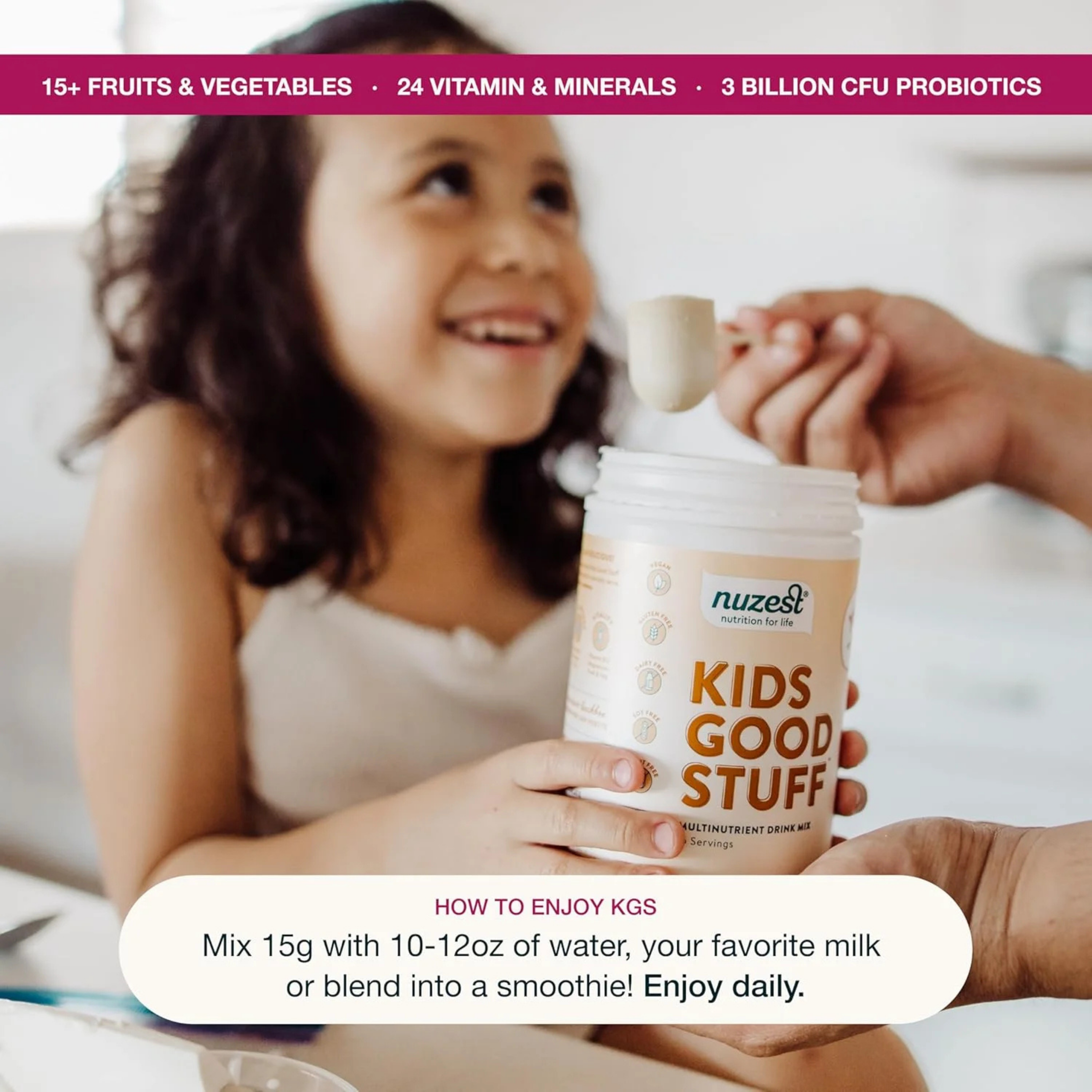 Nuzest, Kids Good Stuff, Multinutrient Drink Mix, Vanilla Caramel, 7.9 Oz