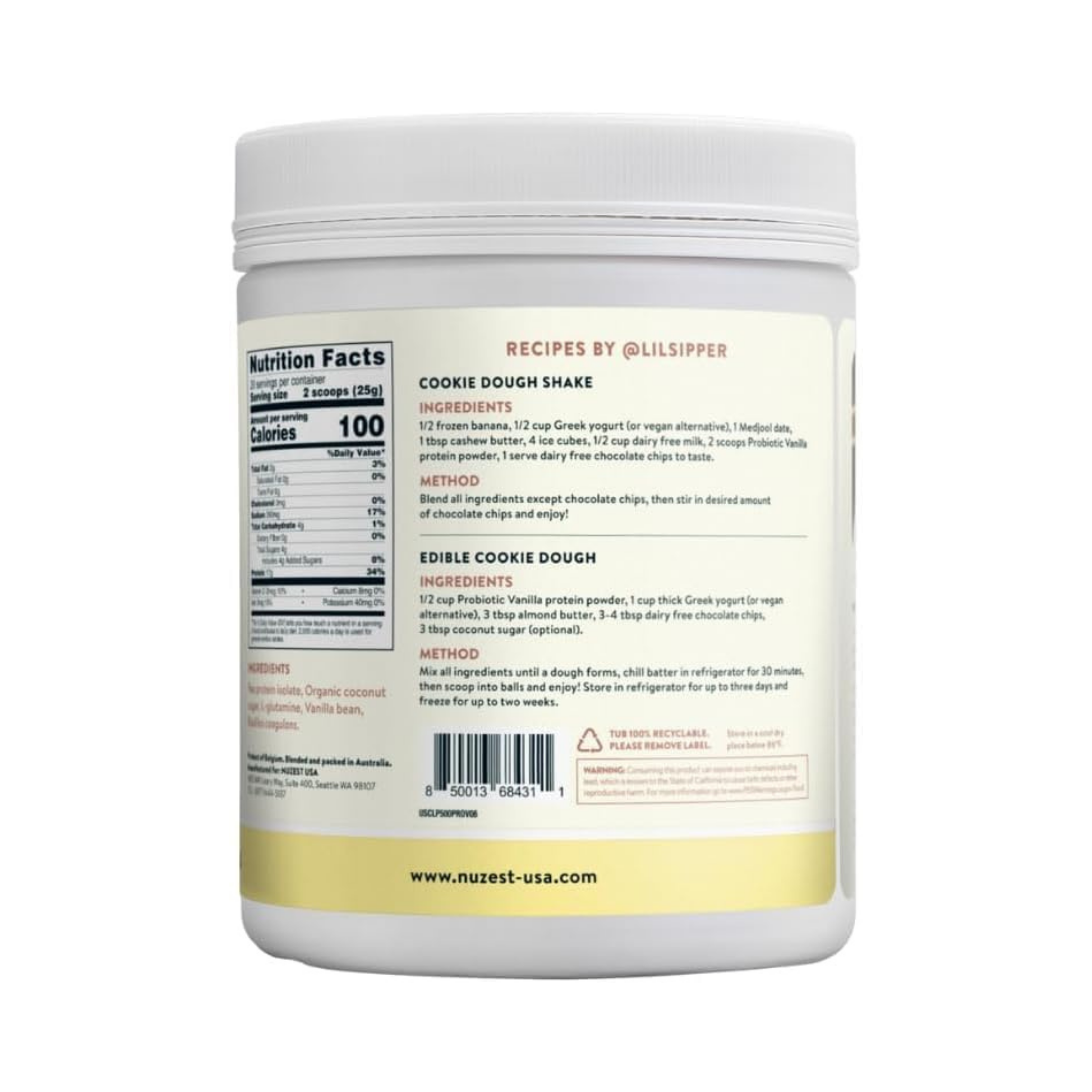 Nuzest, Clean Lean Protein, Probiotic Vanilla, 20 Servings, 1.1 lb