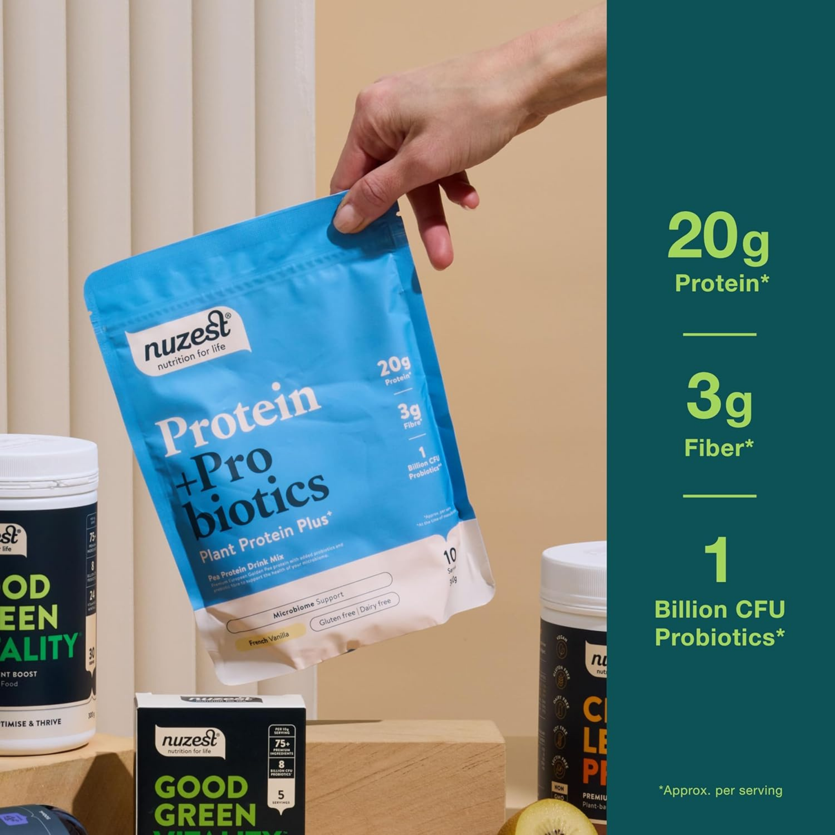 Nuzest, Protein + Probiotics, French Vanilla, 10.6 Oz