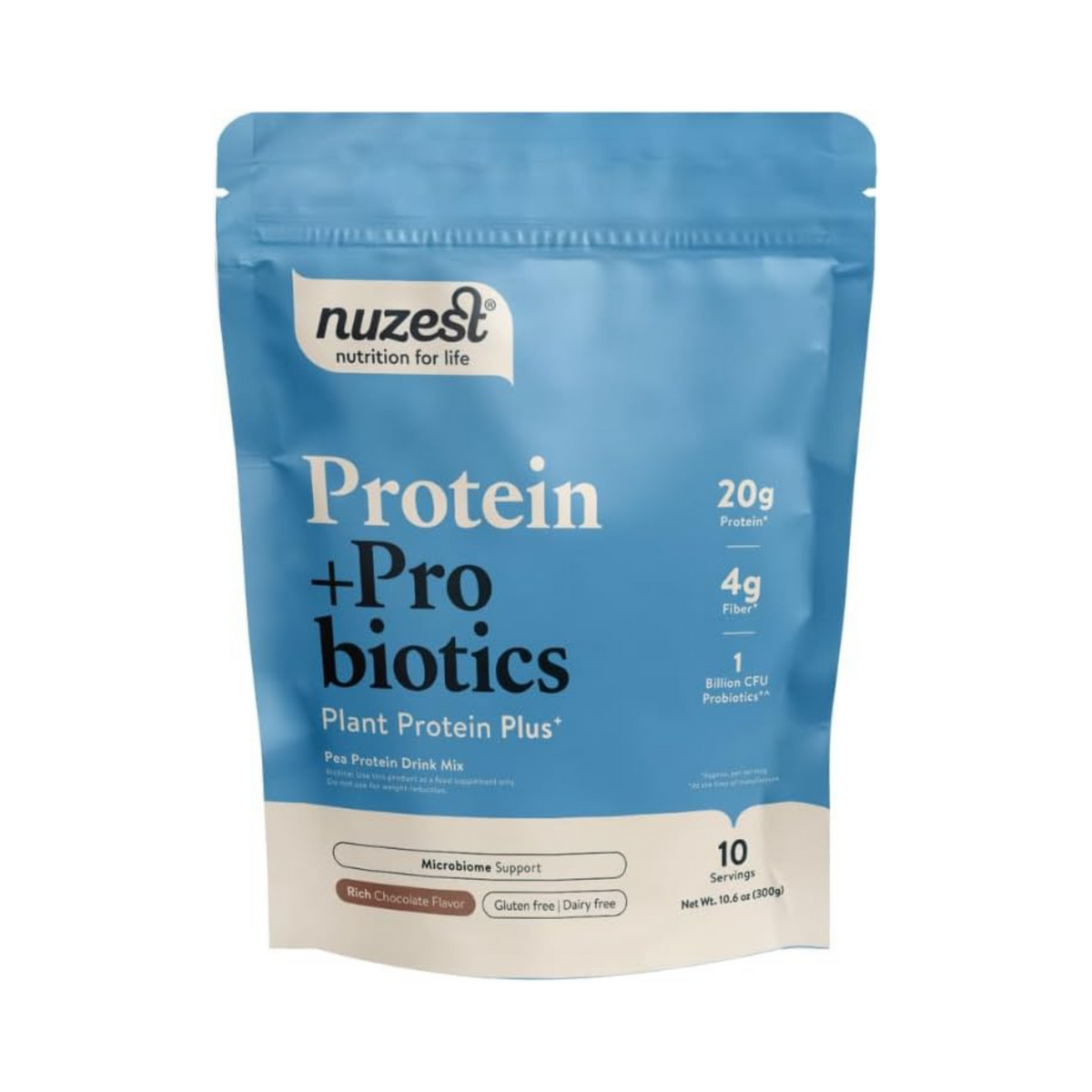 Nuzest, Protein + Probiotics, Rich Chocolate, 10.6 Oz