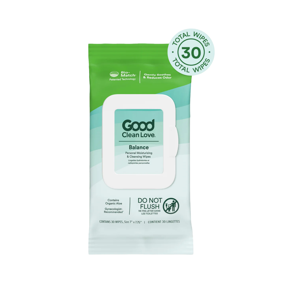 Good Clean Love, Balance, Personal Moisturizing & Cleansing Wipes, 30 Wipes